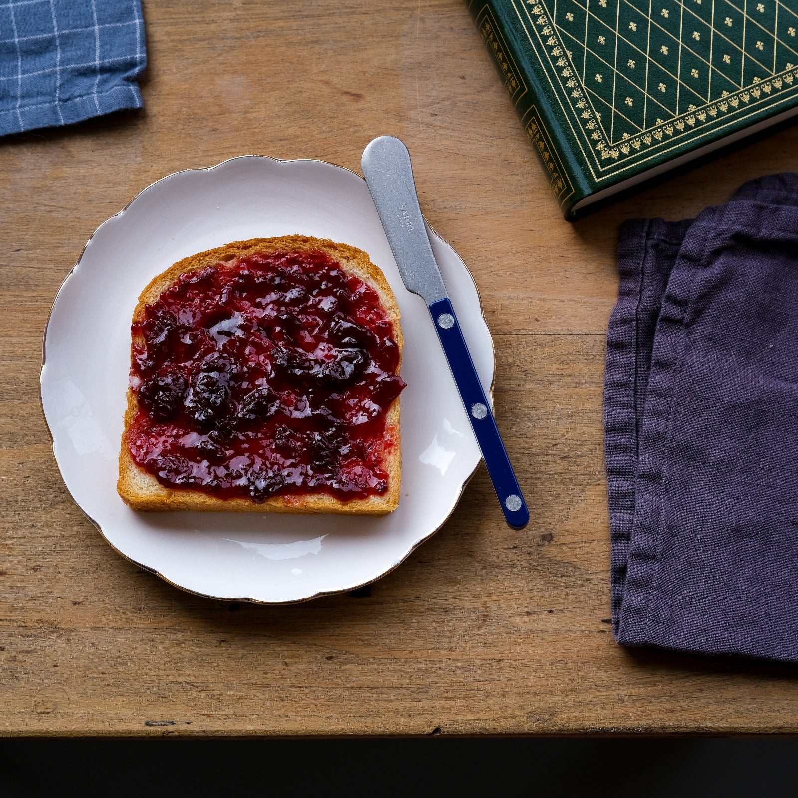 Bistrot Vintage Uni, Bleu marine - Coffret de 4 tartineurs