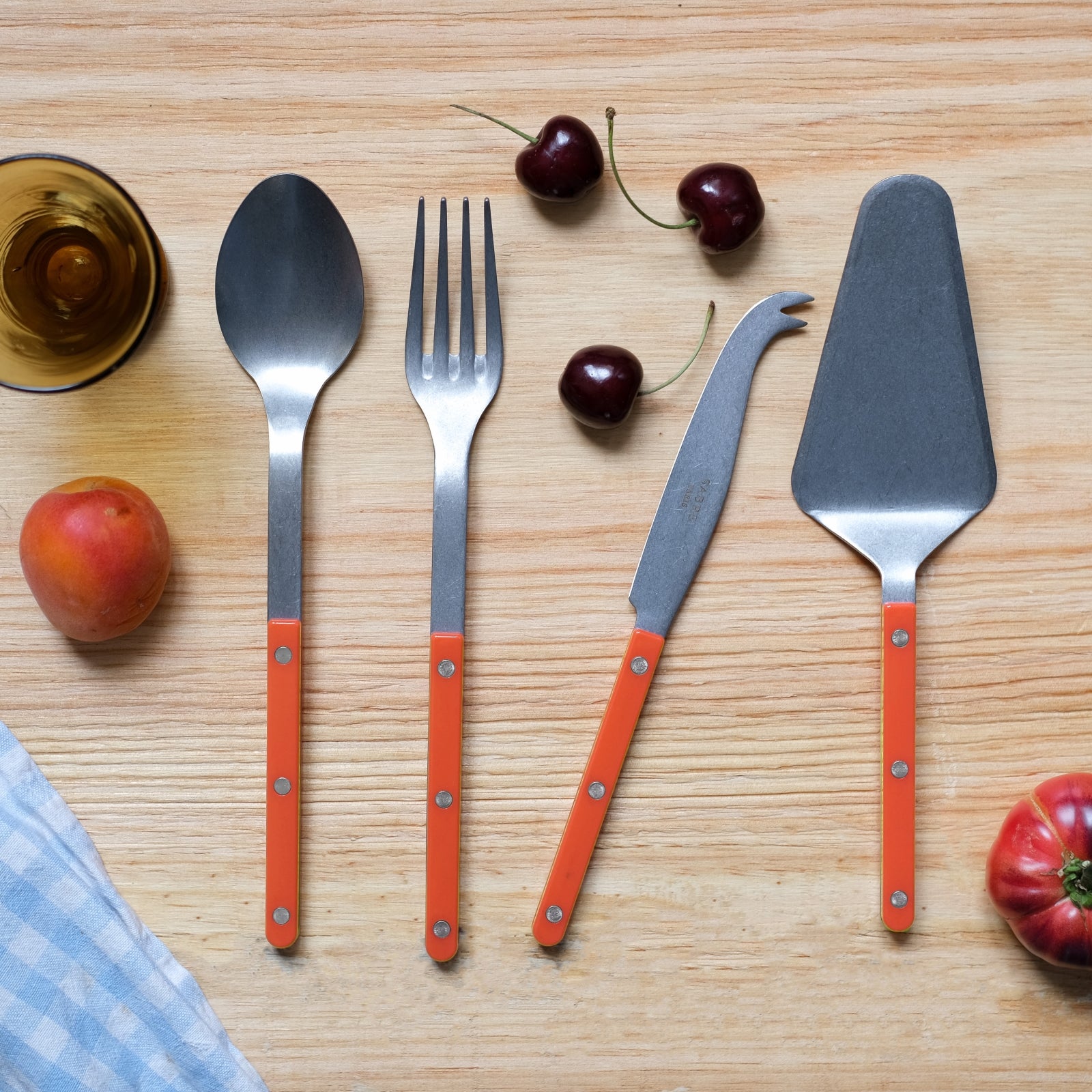 Bistrot Vintage Uni, Orange - Coffret Set Les Essentiels - ensemble de 4 couverts de service