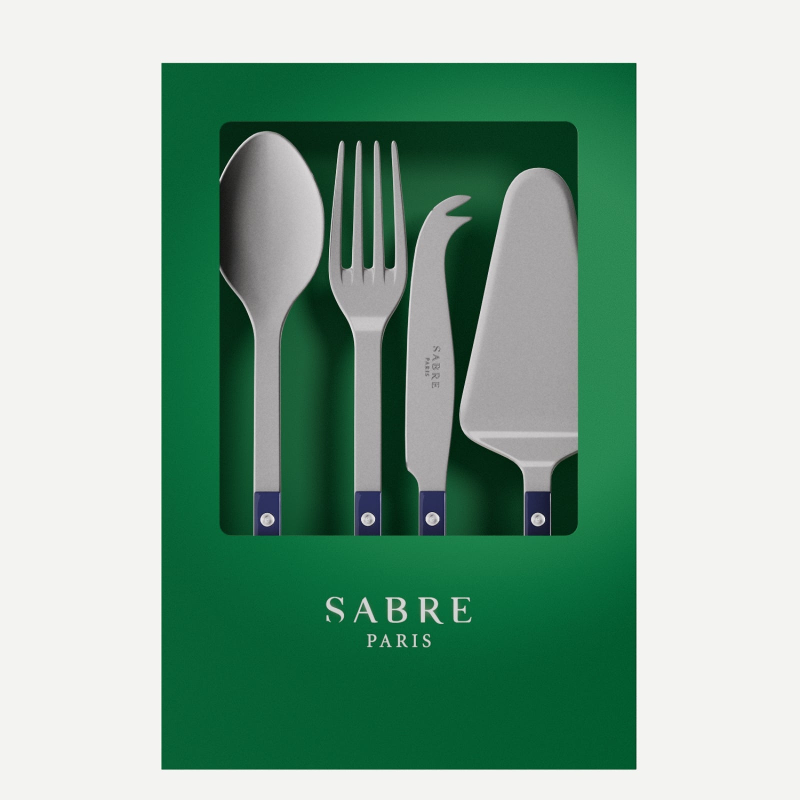 Bistrot Vintage Uni, Bleu marine - Coffret Set Les Essentiels - ensemble de 4 couverts de service