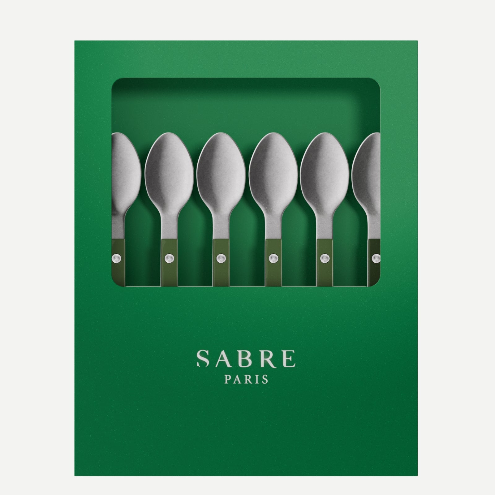 Bistrot Vintage Uni, Vert - Coffret de 6 cuillères à expresso