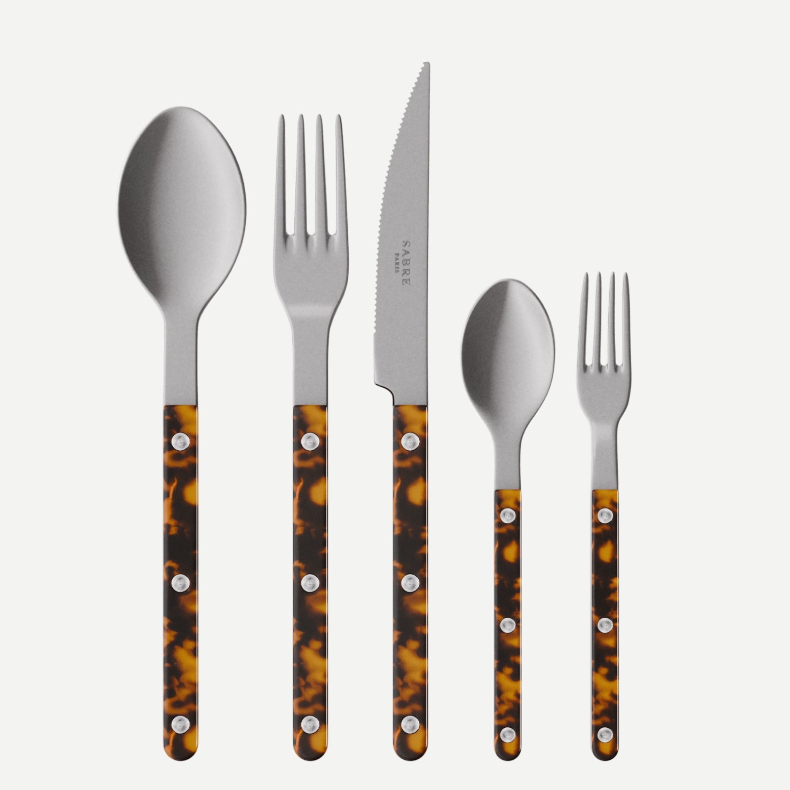Bistrot Vintage Tortue, Effet Écaille - Set de 5 couverts de table