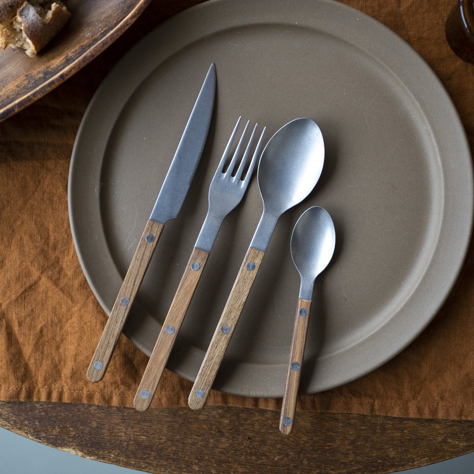 Bistrot Vintage Teck, Teck - Coffret de 4 couverts de table