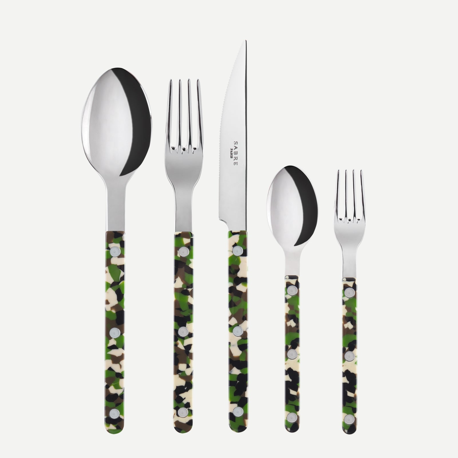 Bistrot Camouflage, Vert - Set de 5 couverts de table