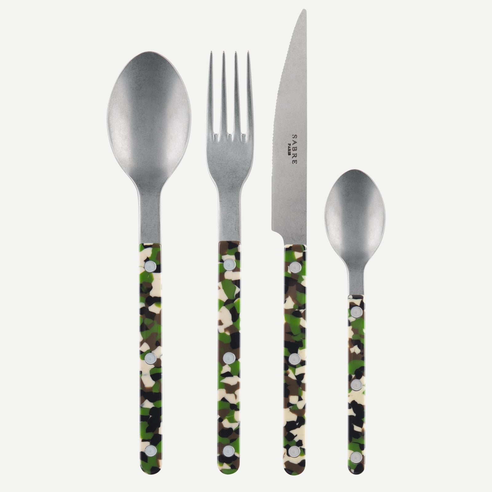 Bistrot Vintage Camouflage, Green - 4 pieces cutlery set