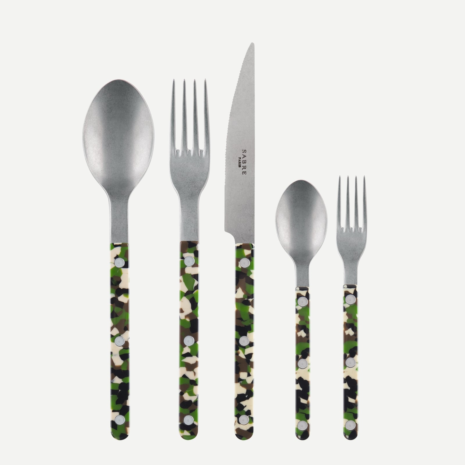 Bistrot Vintage Camouflage, Green - 5 pieces cutlery set