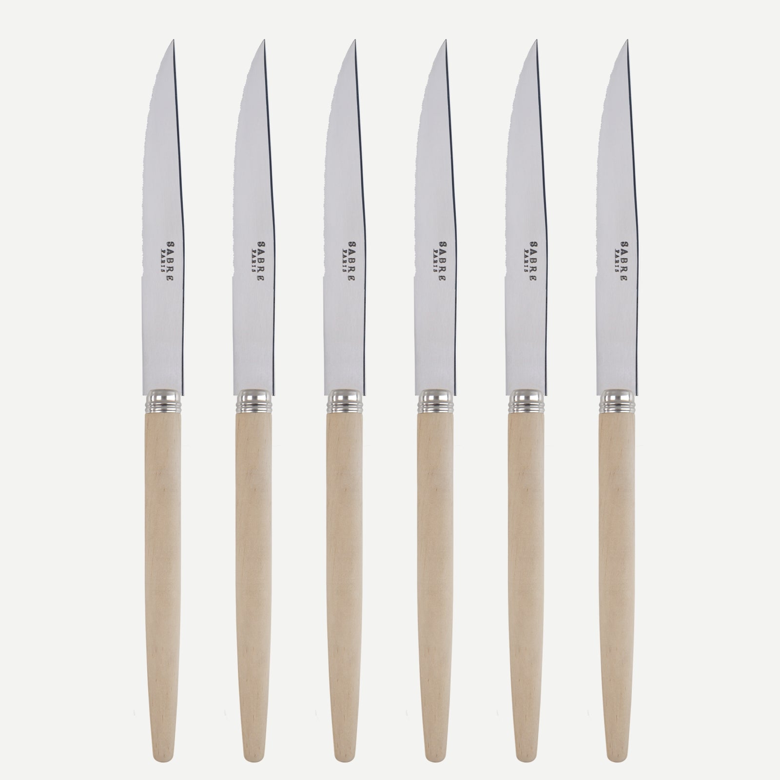 Jonc, Bois clair - Set de 6 couteaux à steak