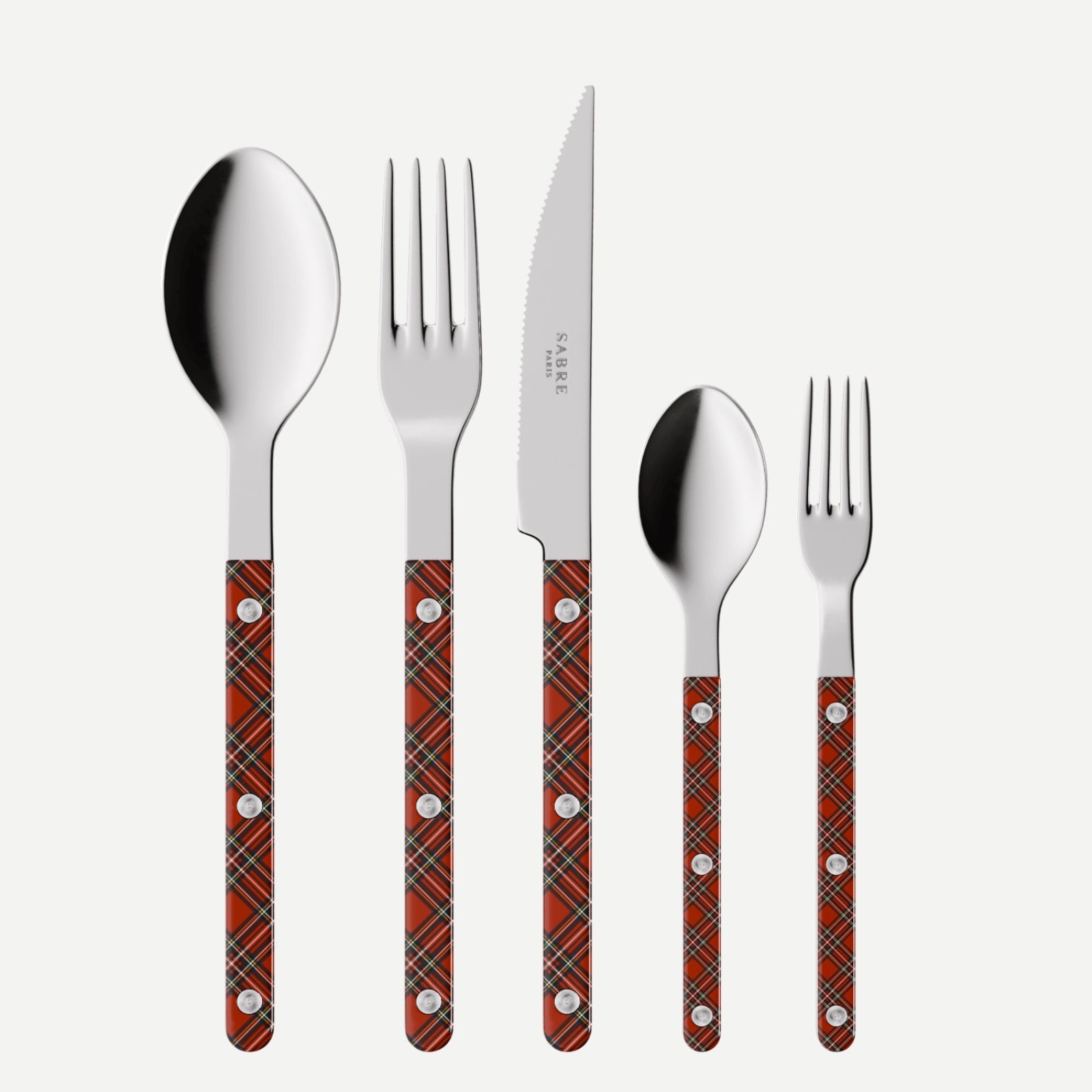 Bistrot Tartan, Red - 5 pieces cutlery set