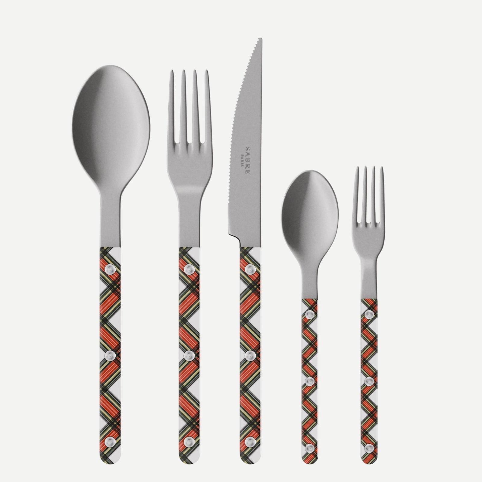 Bistrot Vintage Tartan, White - 5 pieces cutlery set