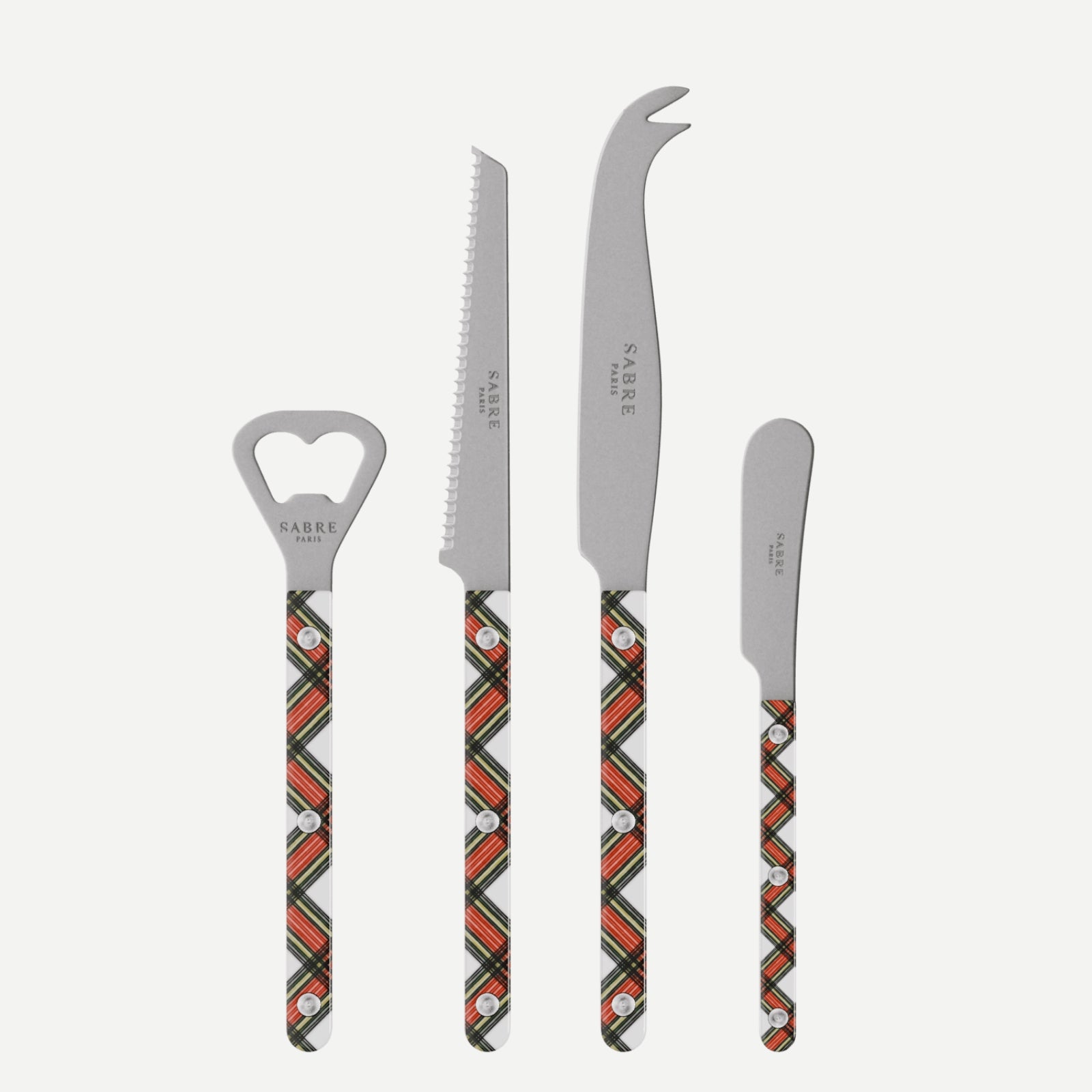 Bistrot Vintage Tartan, Blanc - Set apéro Bistrot