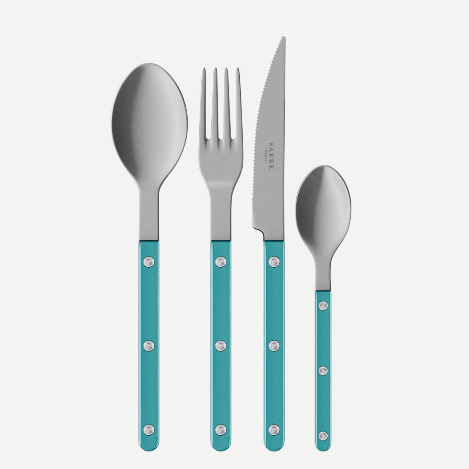 Bistrot Vintage Pearly, Turquoise - Set de 4 couverts de table