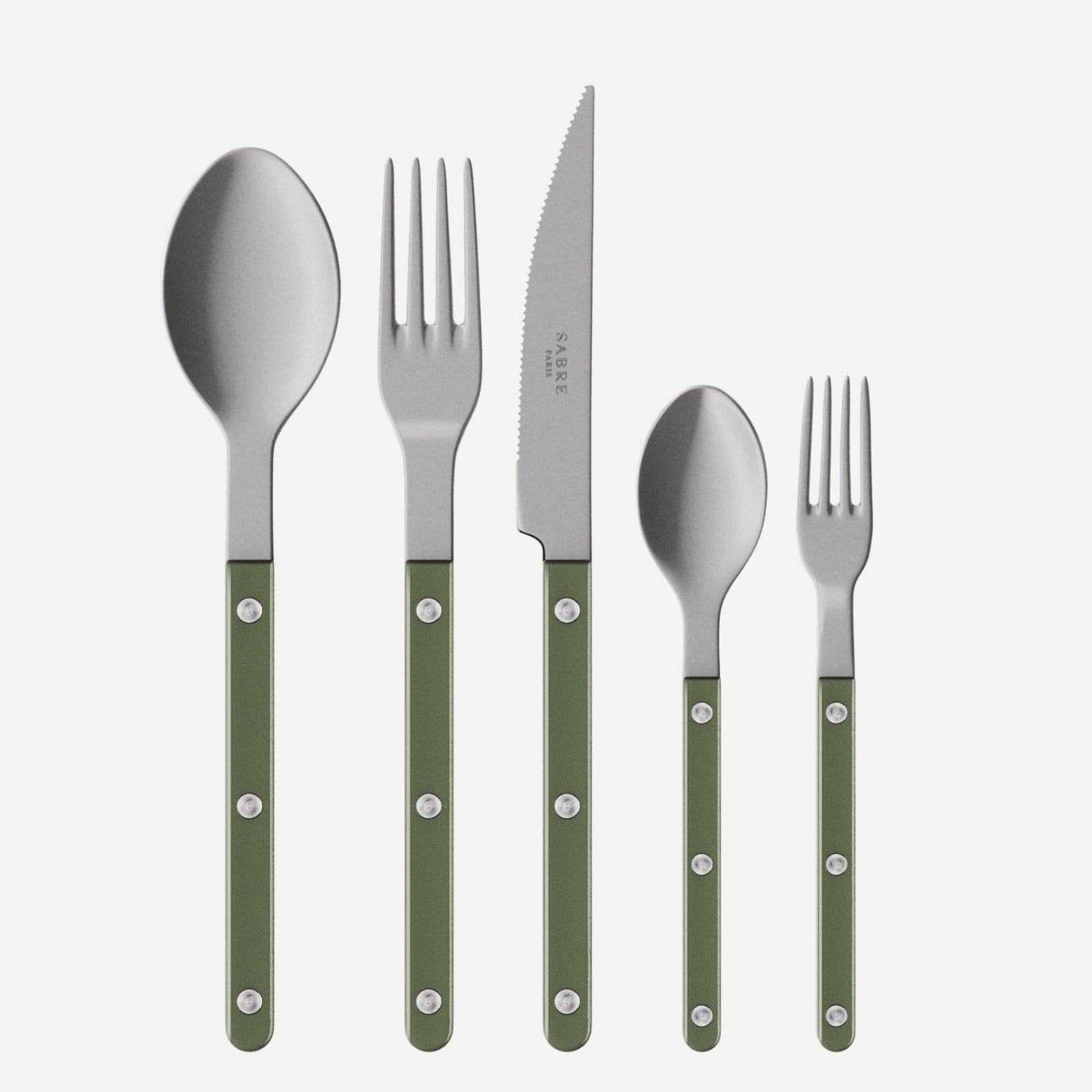 Bistrot Vintage Pearly, Vert foncé - Set de 5 couverts de table