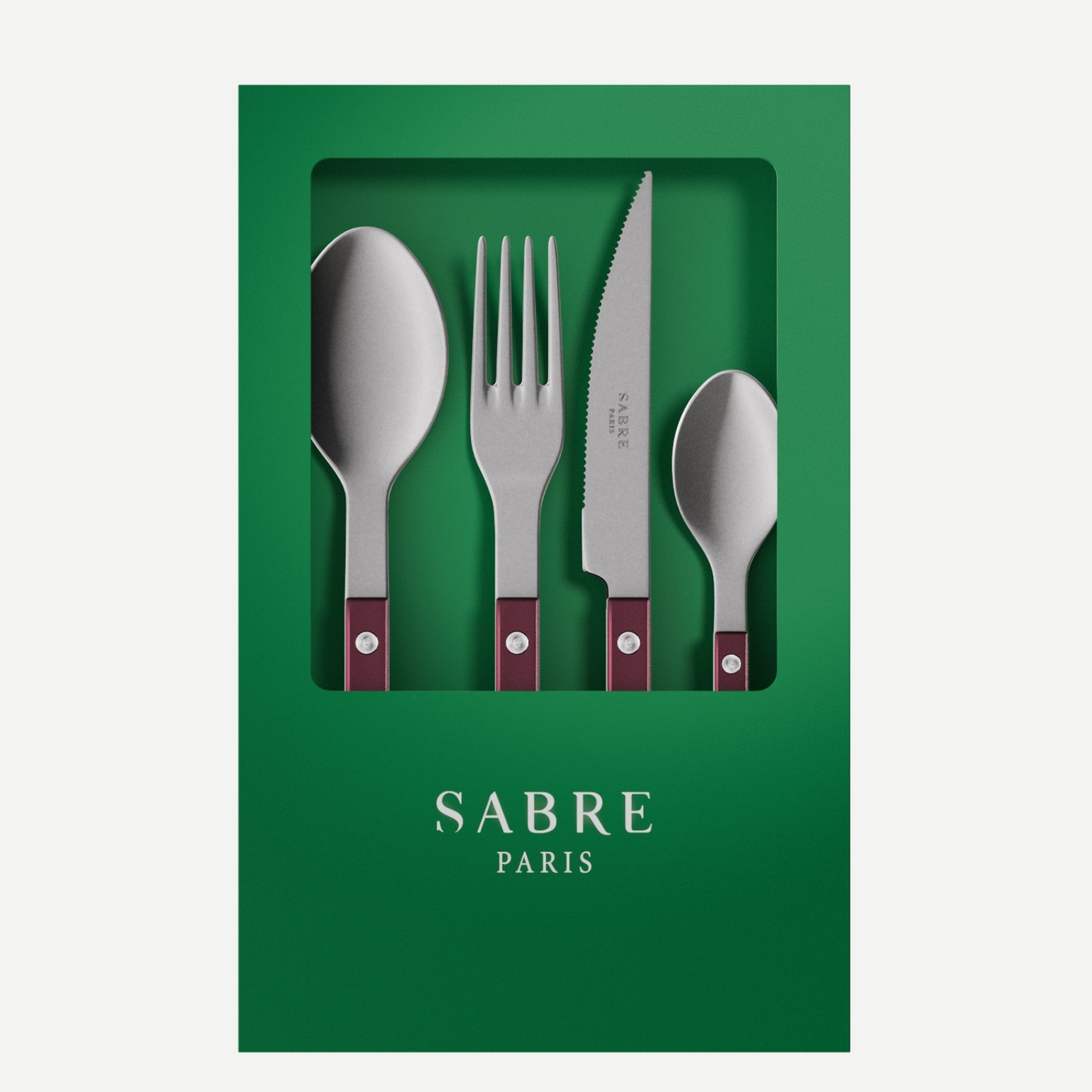 Bistrot Vintage Pearly, Aubergine - Coffret de 4 couverts de table