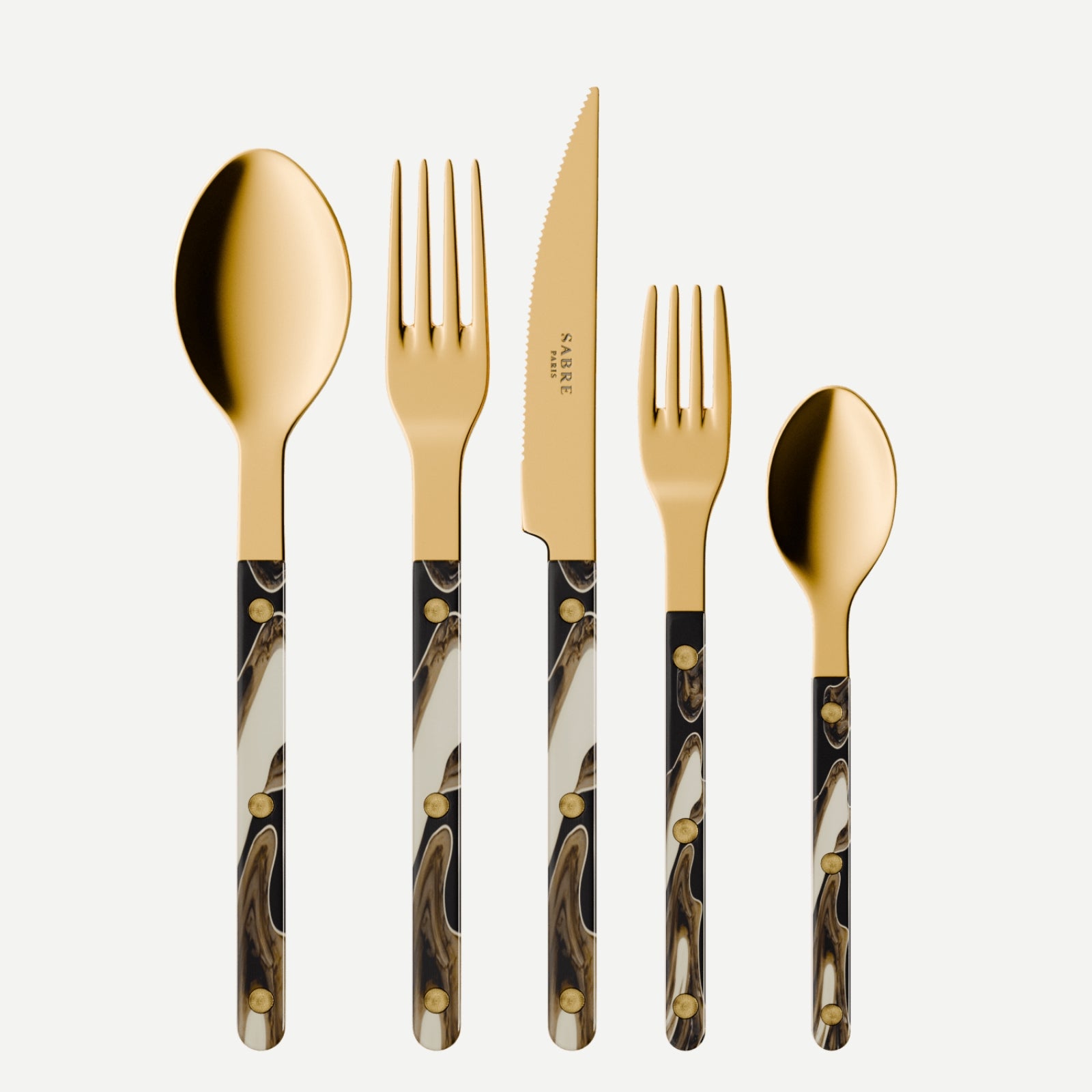 Bistrot Gold Dune, Dune Noir - Set de 5 couverts de table