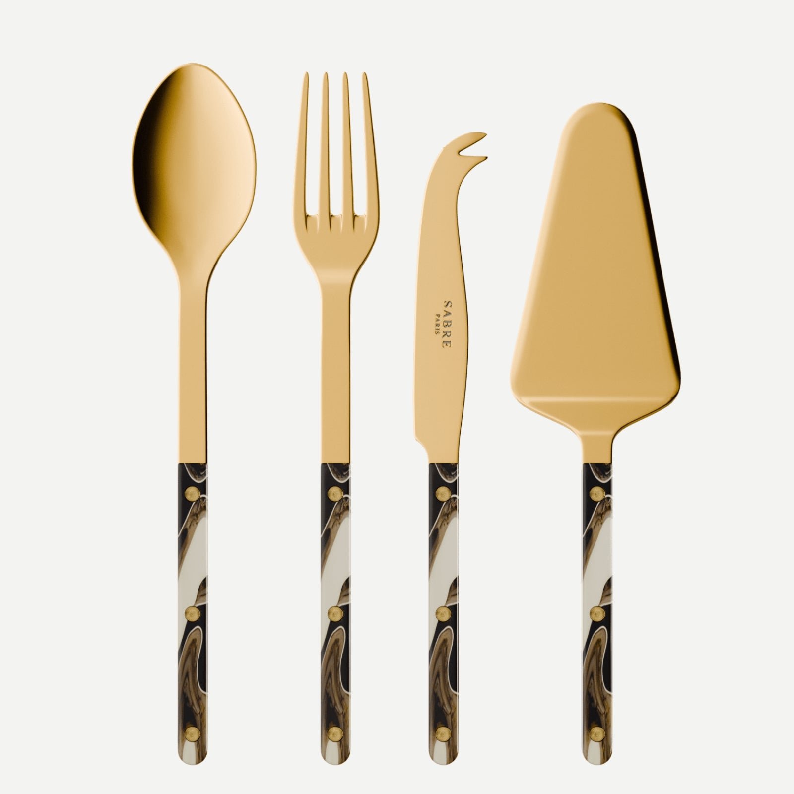 Bistrot Gold Dune, Dune Noir - Set Les Essentiels Bistrot - ensemble de 4 couverts de service