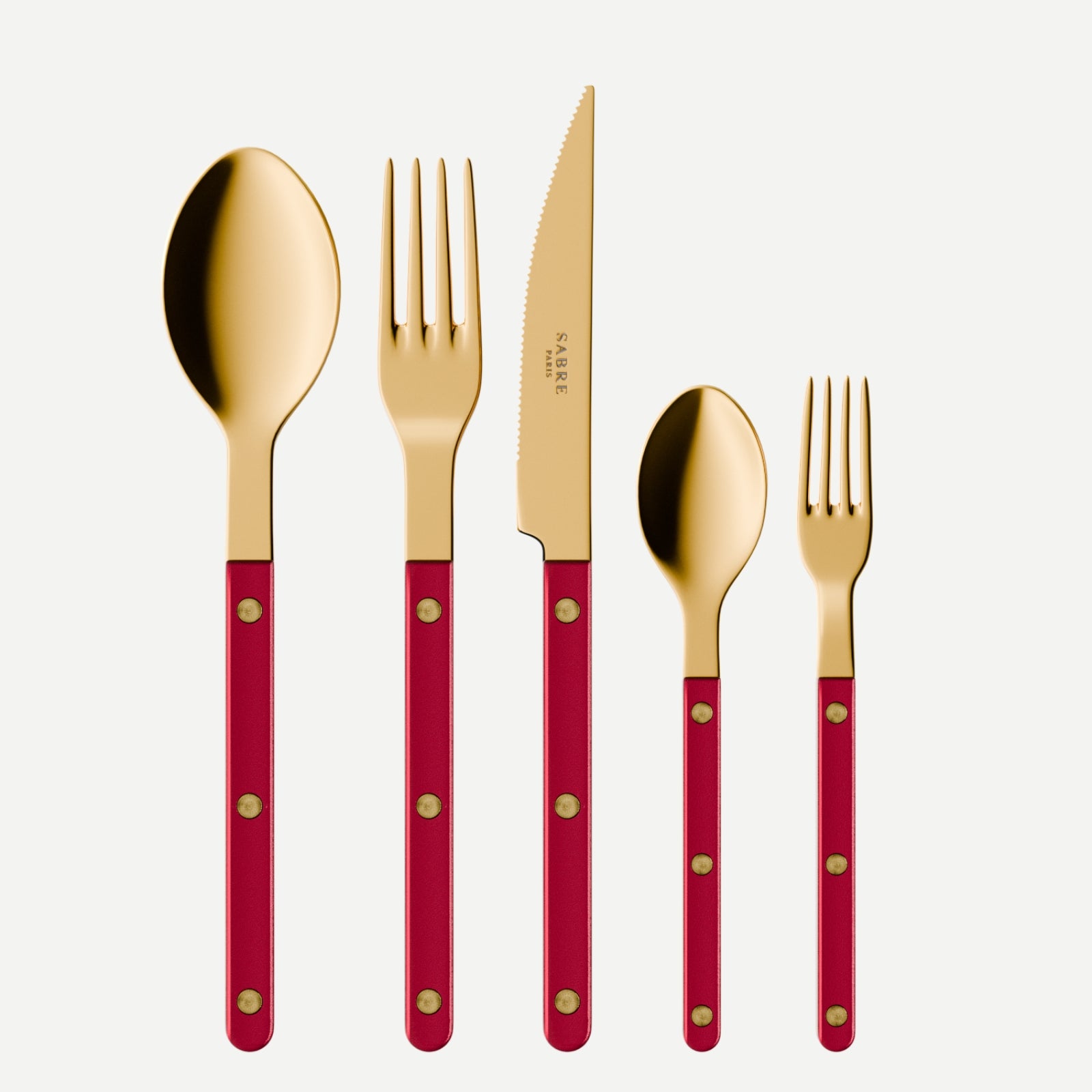Bistrot Gold Pearly, Rouge - Set de 5 couverts de table