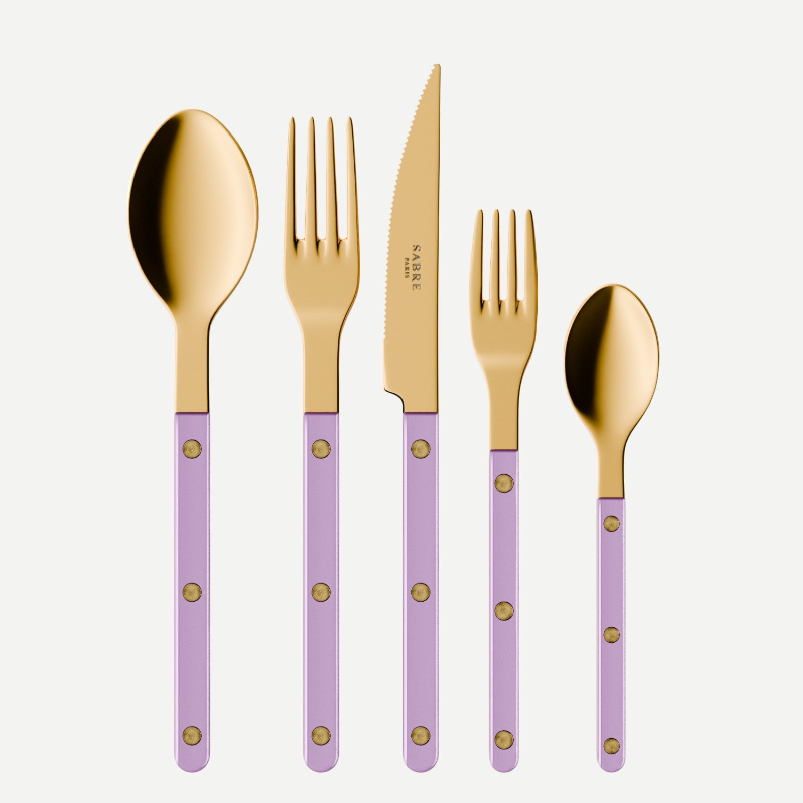 Bistrot Gold Pearly, Lilas - Set de 5 couverts de table