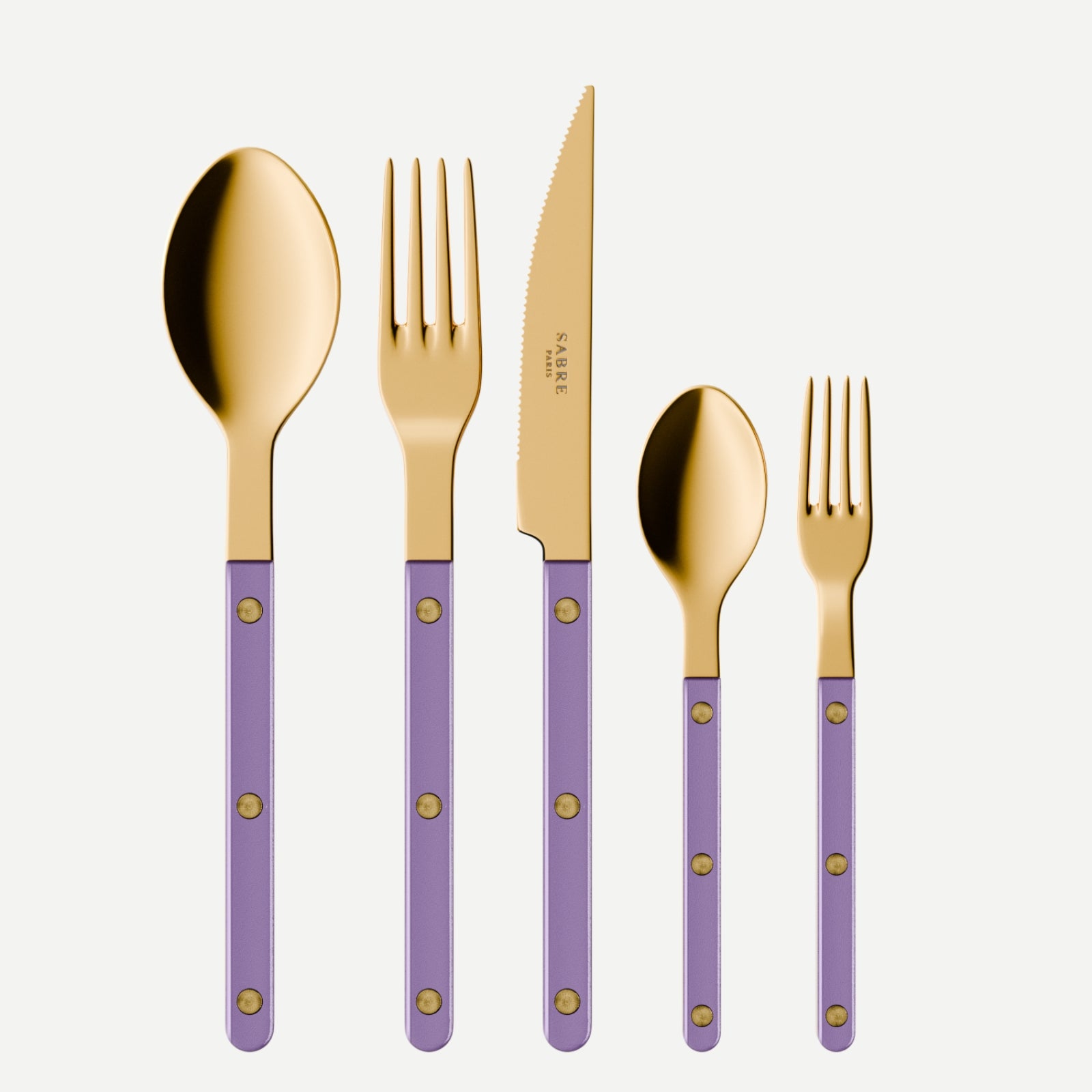 Bistrot Gold Pearly, Violet - Set de 5 couverts de table