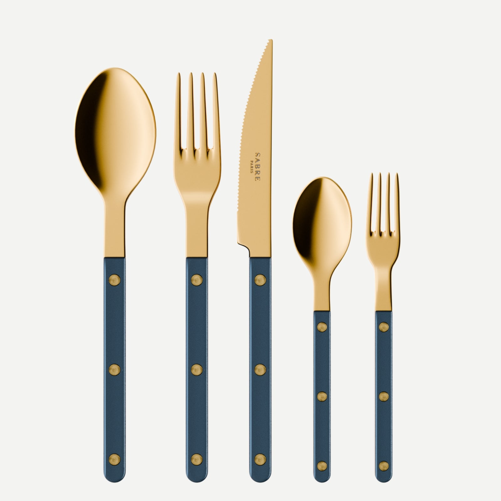 Bistrot Gold Pearly, Bleu nuit - Set de 5 couverts de table