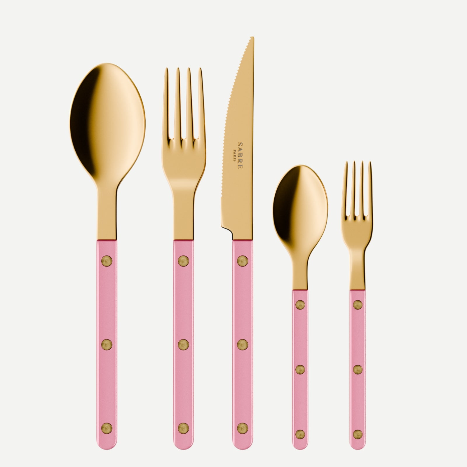 Bistrot Gold Pearly, Soft pink - 5 pieces cutlery set