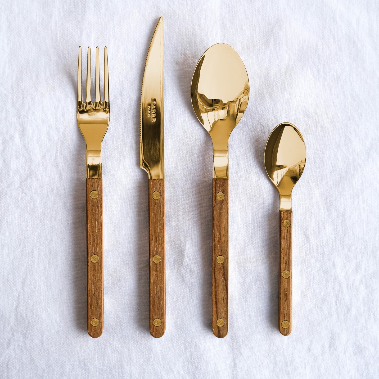 Bistrot Gold Teak, Teak - 4 pieces cutlery set