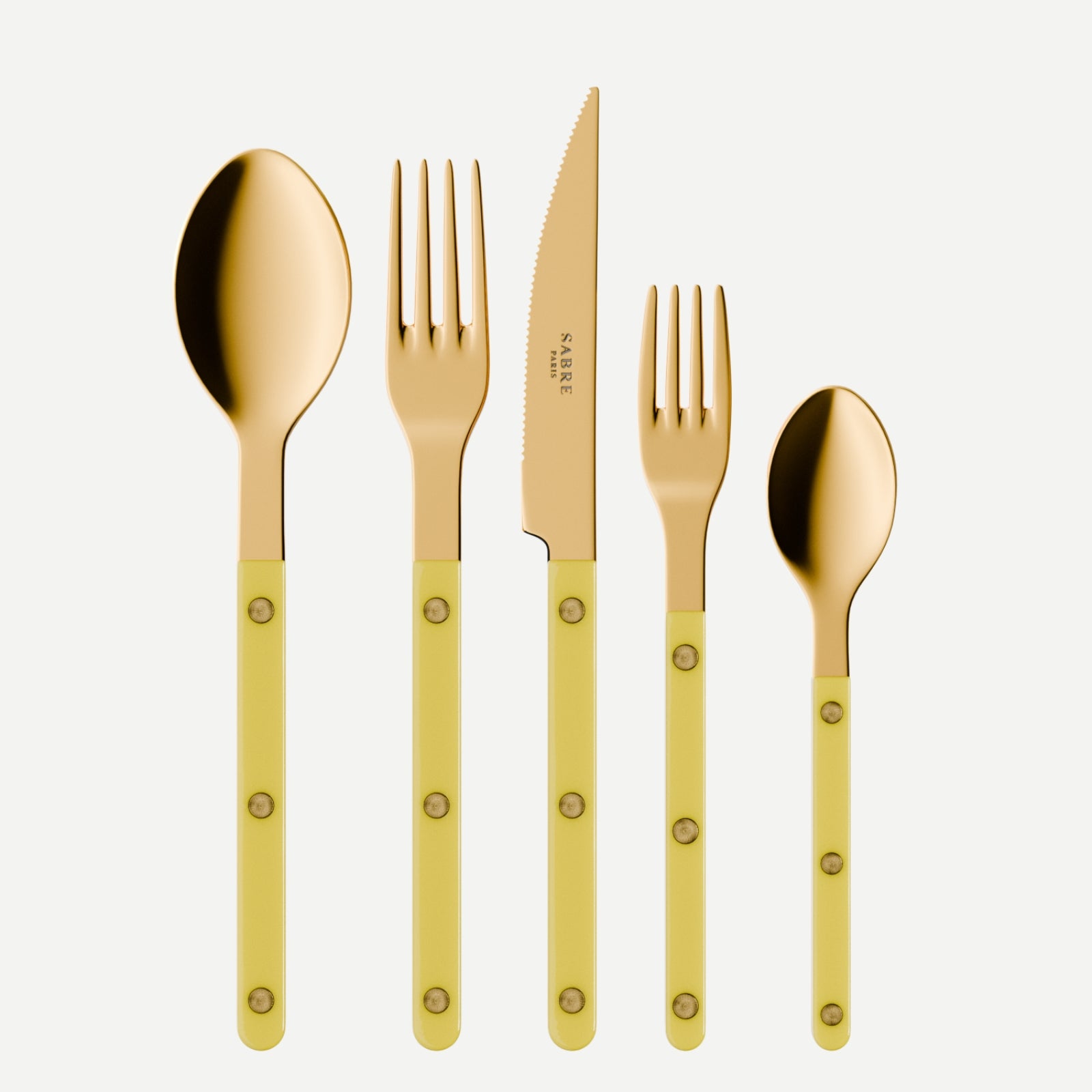 Bistrot Gold Uni, Jaune - Set de 5 couverts de table