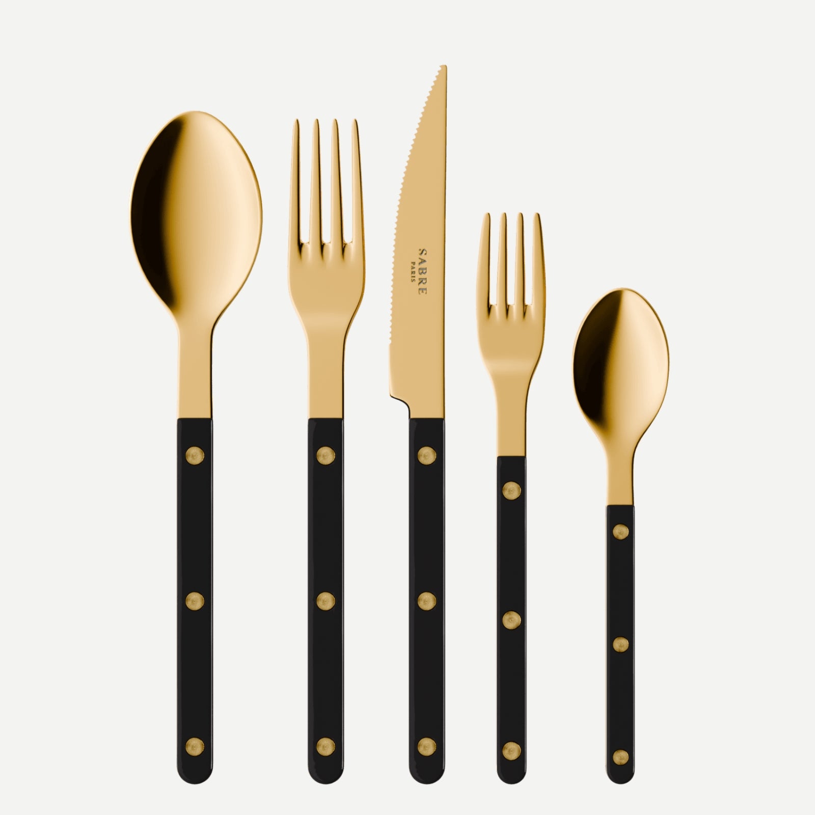 Bistrot Gold Effen, Zwart - set van 5 tafelbestekken