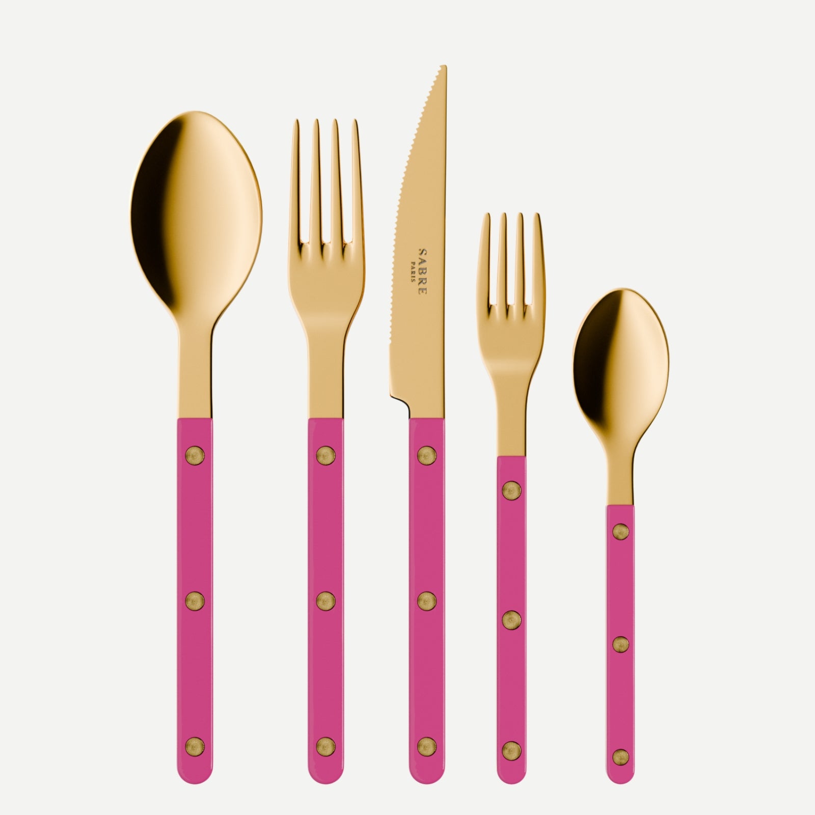 Bistrot Gold Uni, Framboise - Set de 5 couverts de table