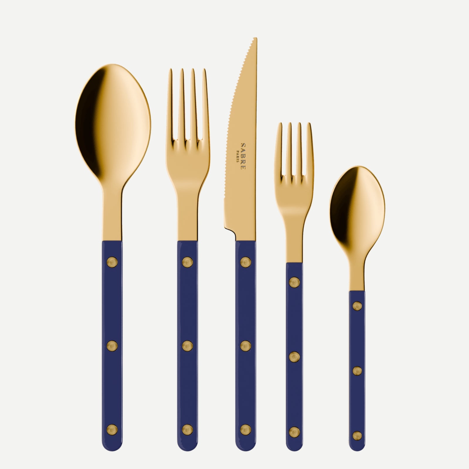 Bistrot Gold Solid, Navy blue - 5 pieces cutlery set