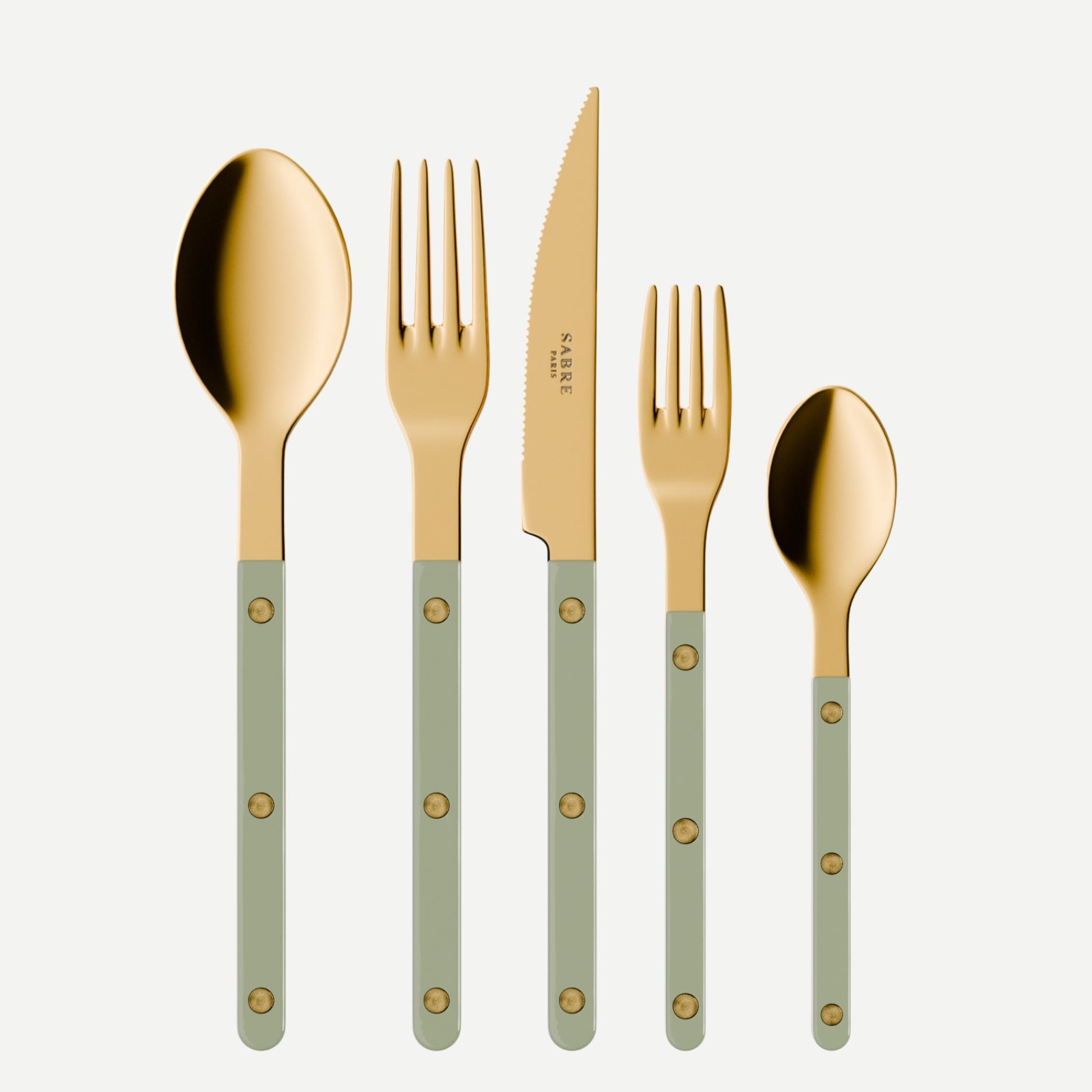 Bistrot Gold Uni, Asperge - Set de 5 couverts de table