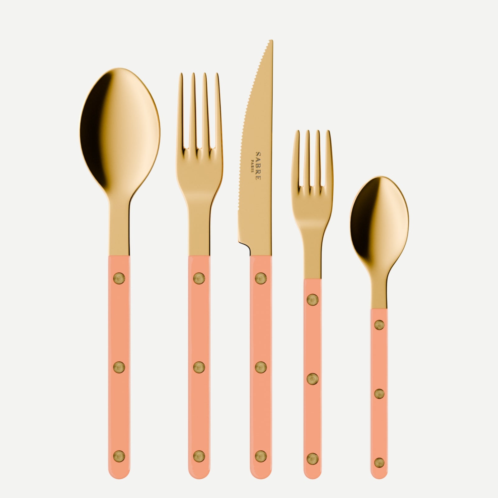 Bistrot Gold Uni, Rose nude - Set de 5 couverts de table