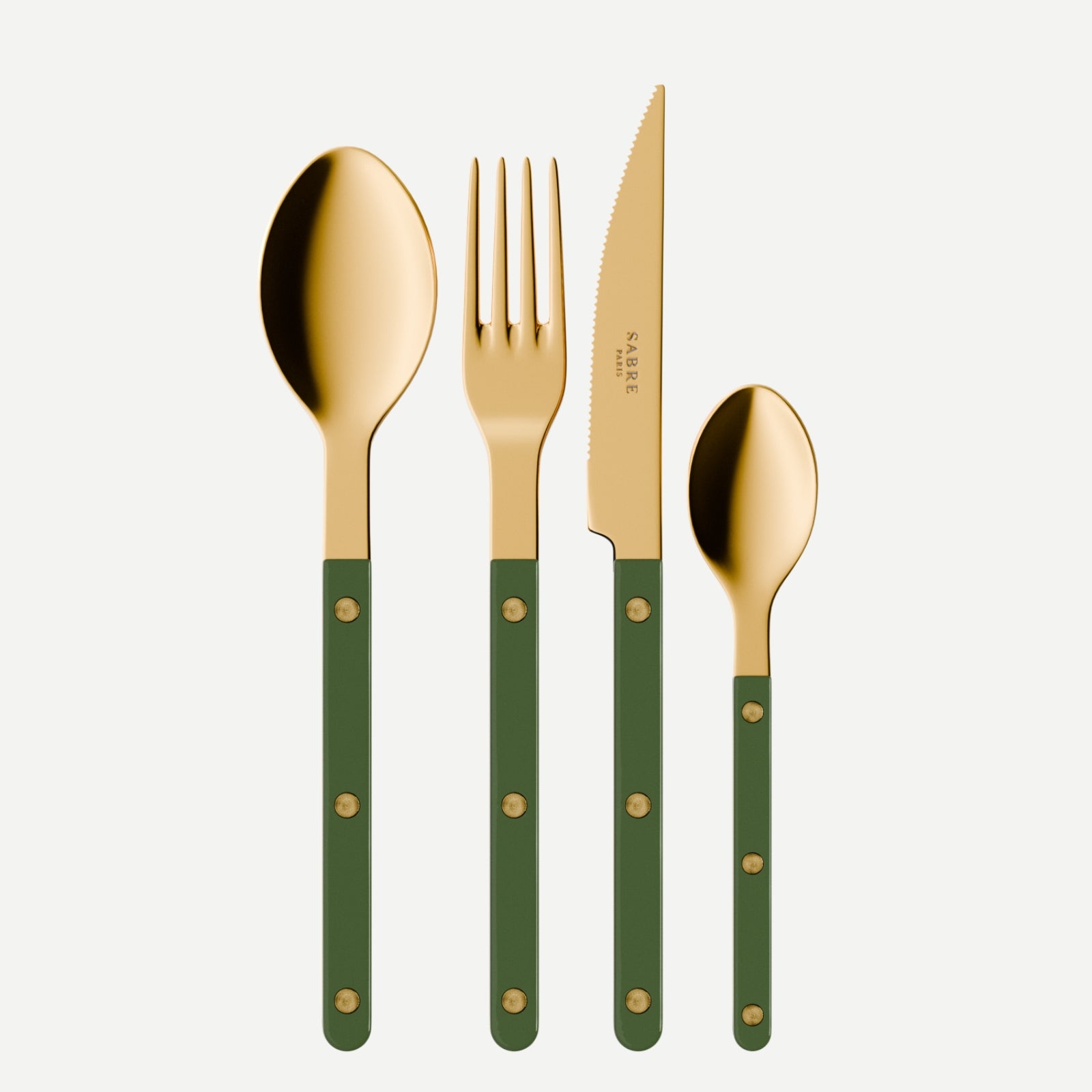 Bistrot Gold color Solid, Green - 24 pieces cutlery set