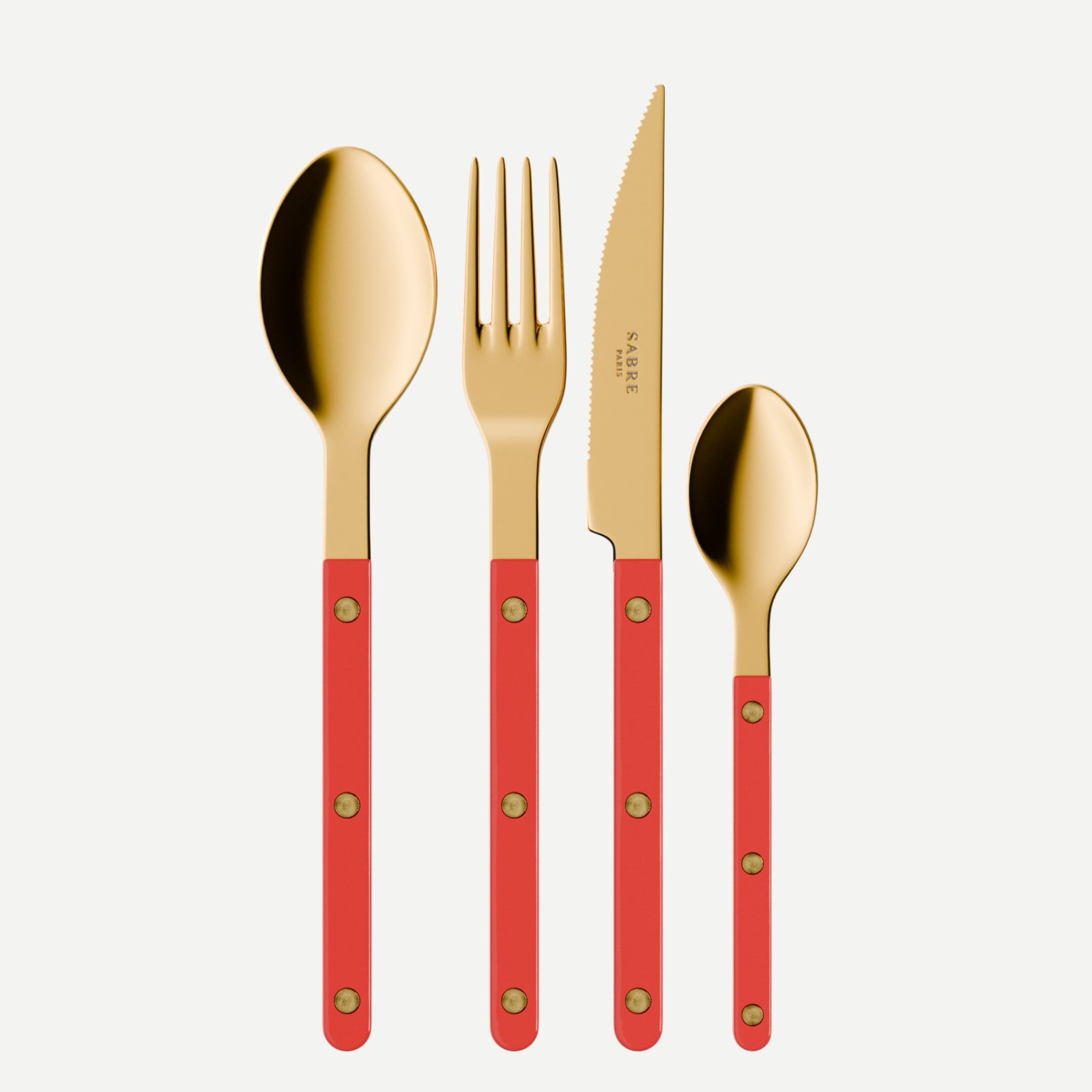 Bistrot Gold color Solid, Red - 24 pieces cutlery set