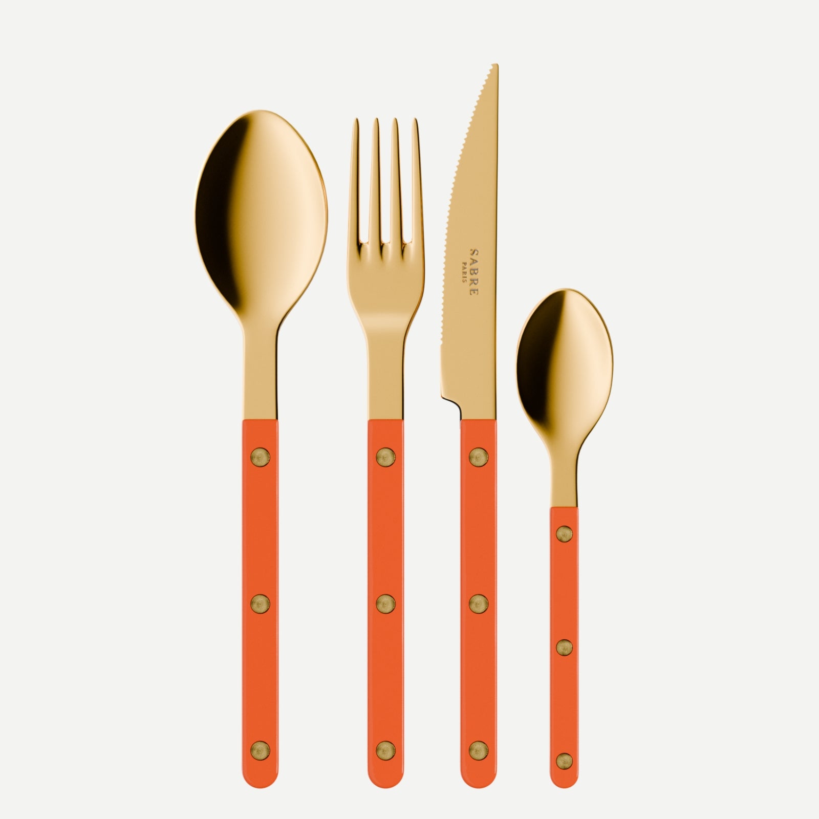 Bistrot Gold color Solid, Orange - 24 pieces cutlery set