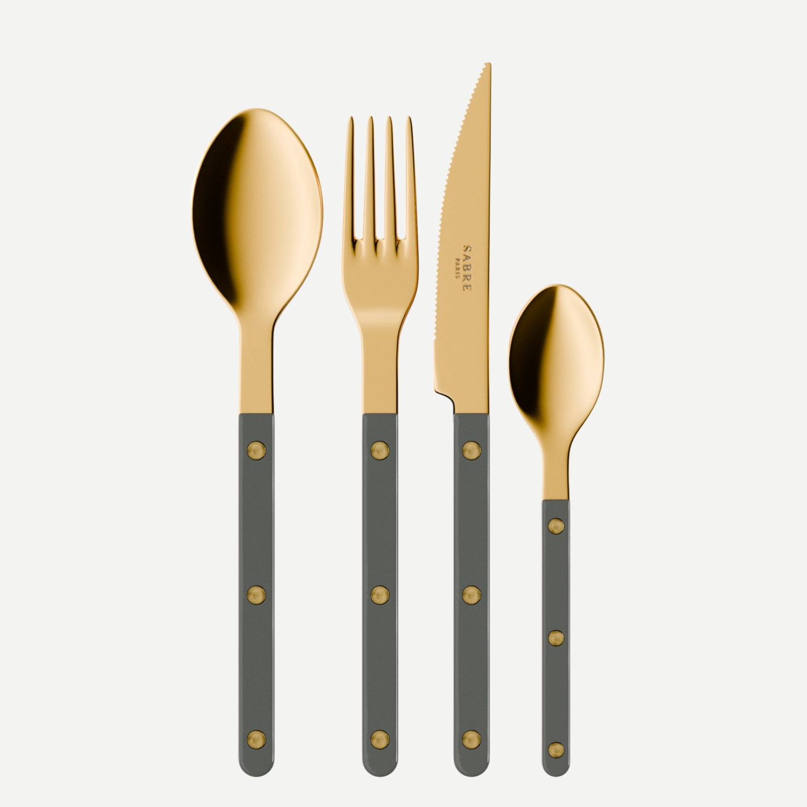 Bistrot Gold color Solid, Dark grey - 24 pieces cutlery set