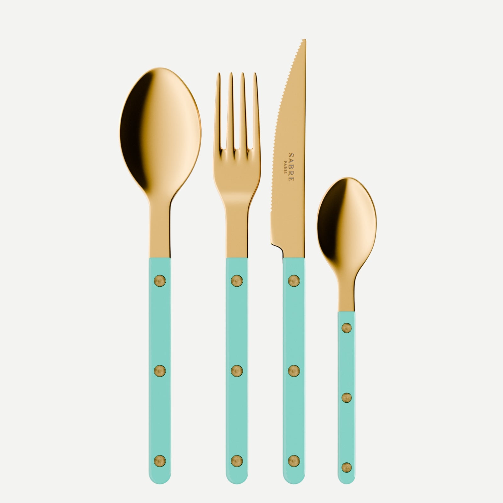 Bistrot couleur Gold Uni, Turquoise - Set de 4 couverts de table