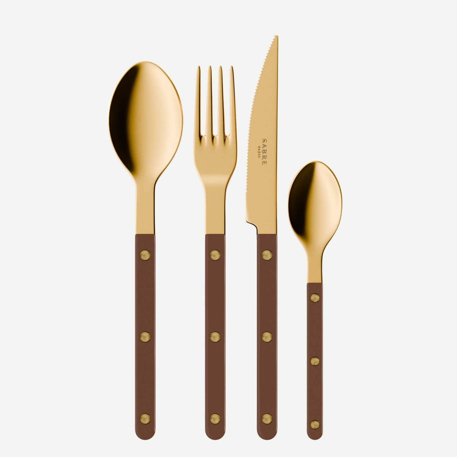 Bistrot couleur Gold Uni, Chocolat - Set de 4 couverts de table