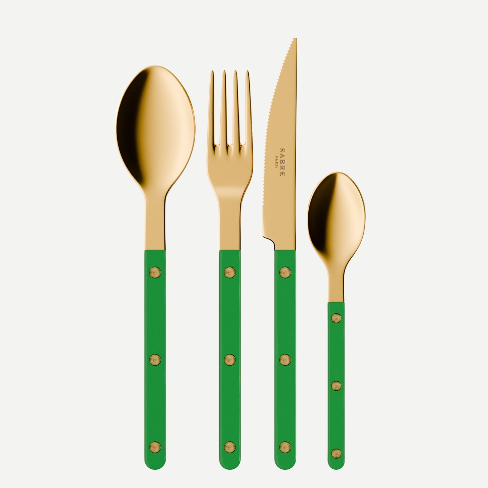 Bistrot Gold Uni, Vert jardin - Set de 4 couverts de table