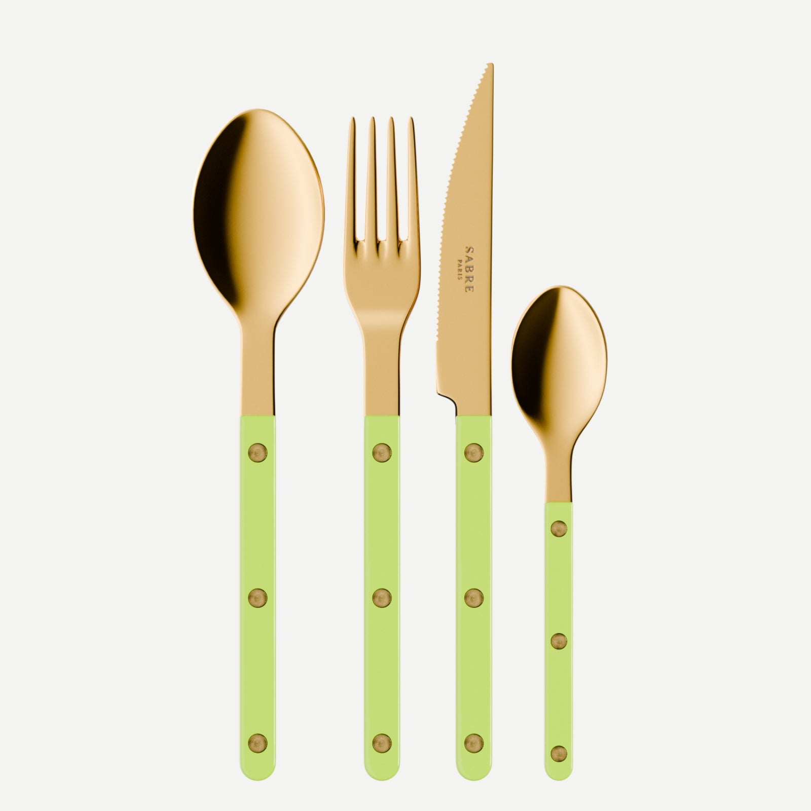 Bistrot Gold Uni, Lime - Set de 4 couverts de table