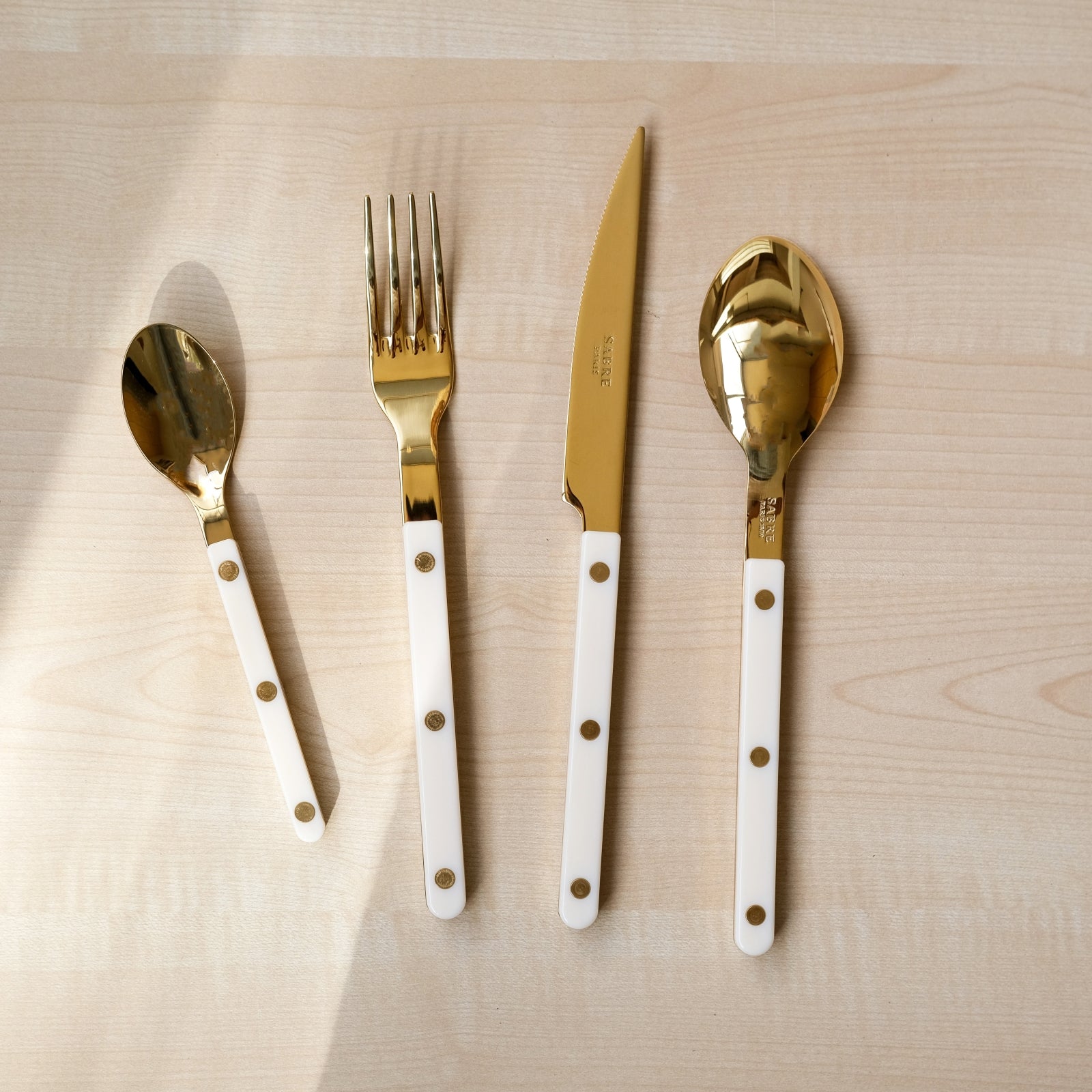 Bistrot Gold Solid, Ivory - 5 pieces cutlery set