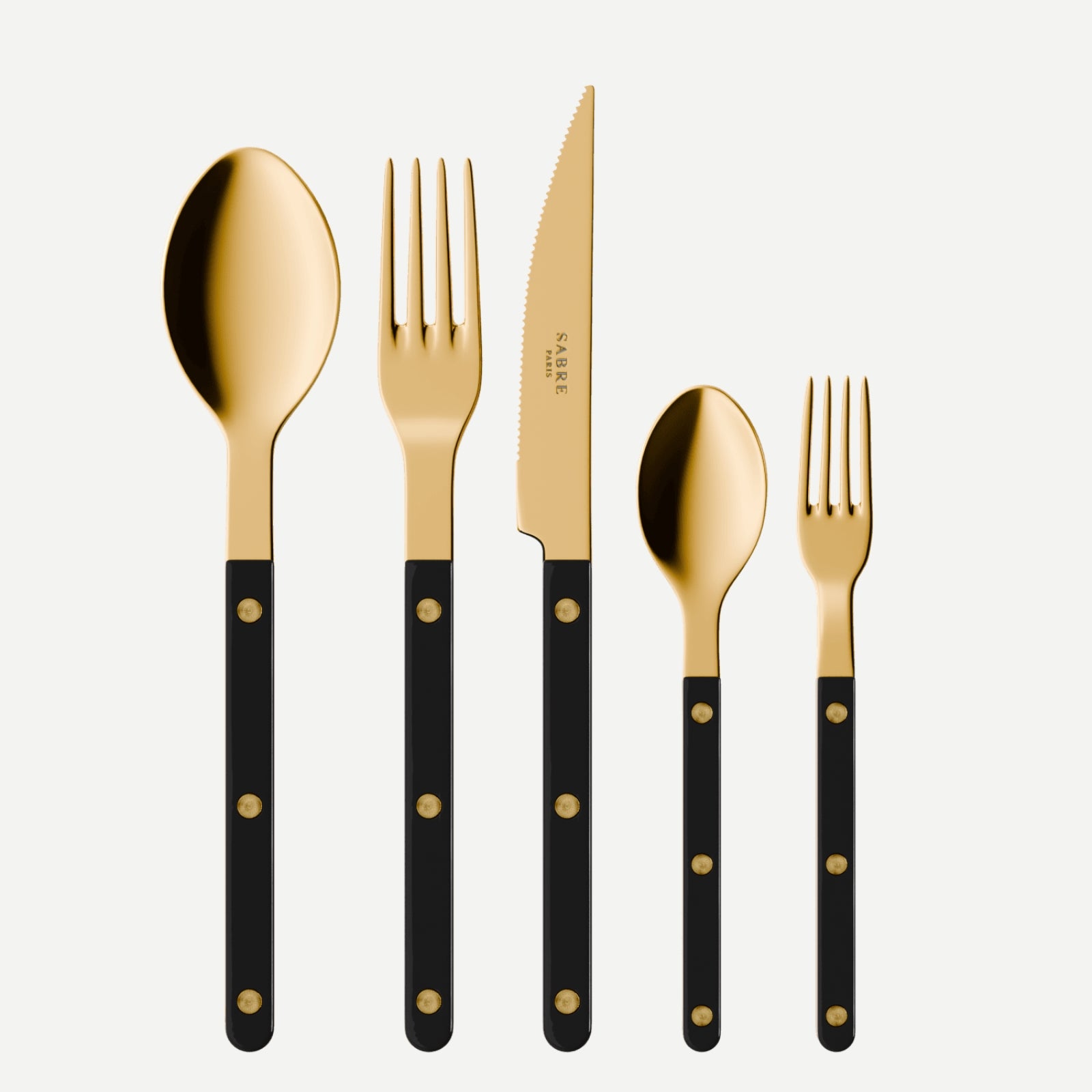 Bistrot Gold Uni, Noir - Set de 5 couverts de table