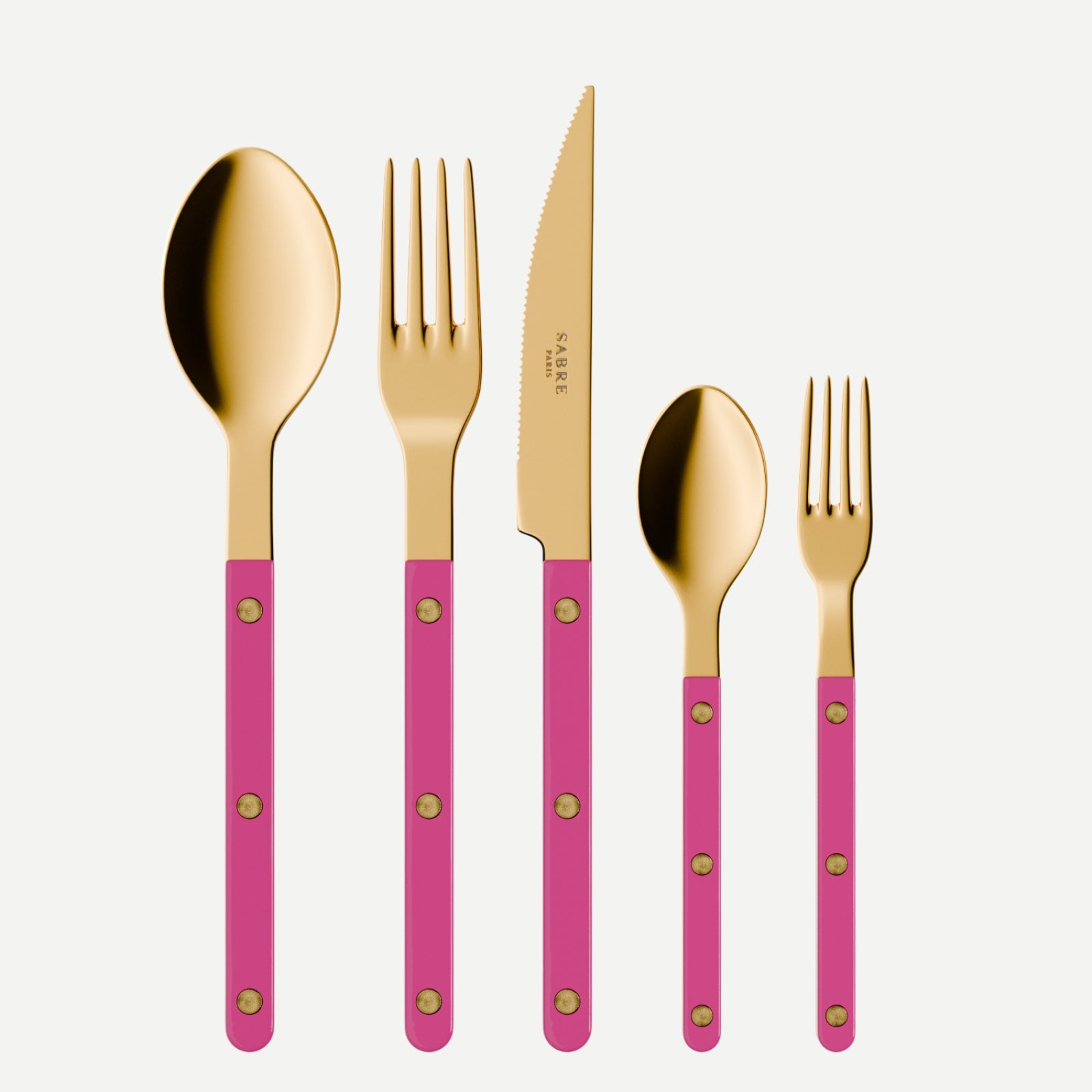 Bistrot couleur Gold Uni, Framboise - Set de 5 couverts de table