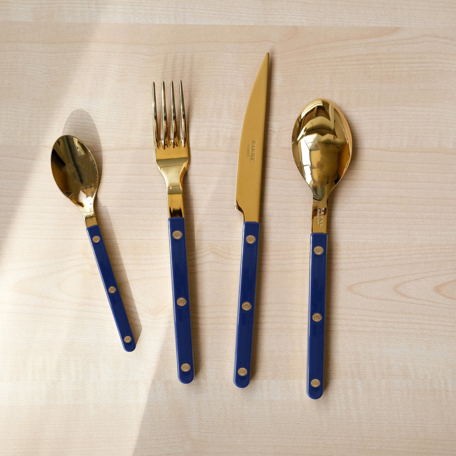 Bistrot Gold Uni, Bleu marine - Set de 5 couverts de table