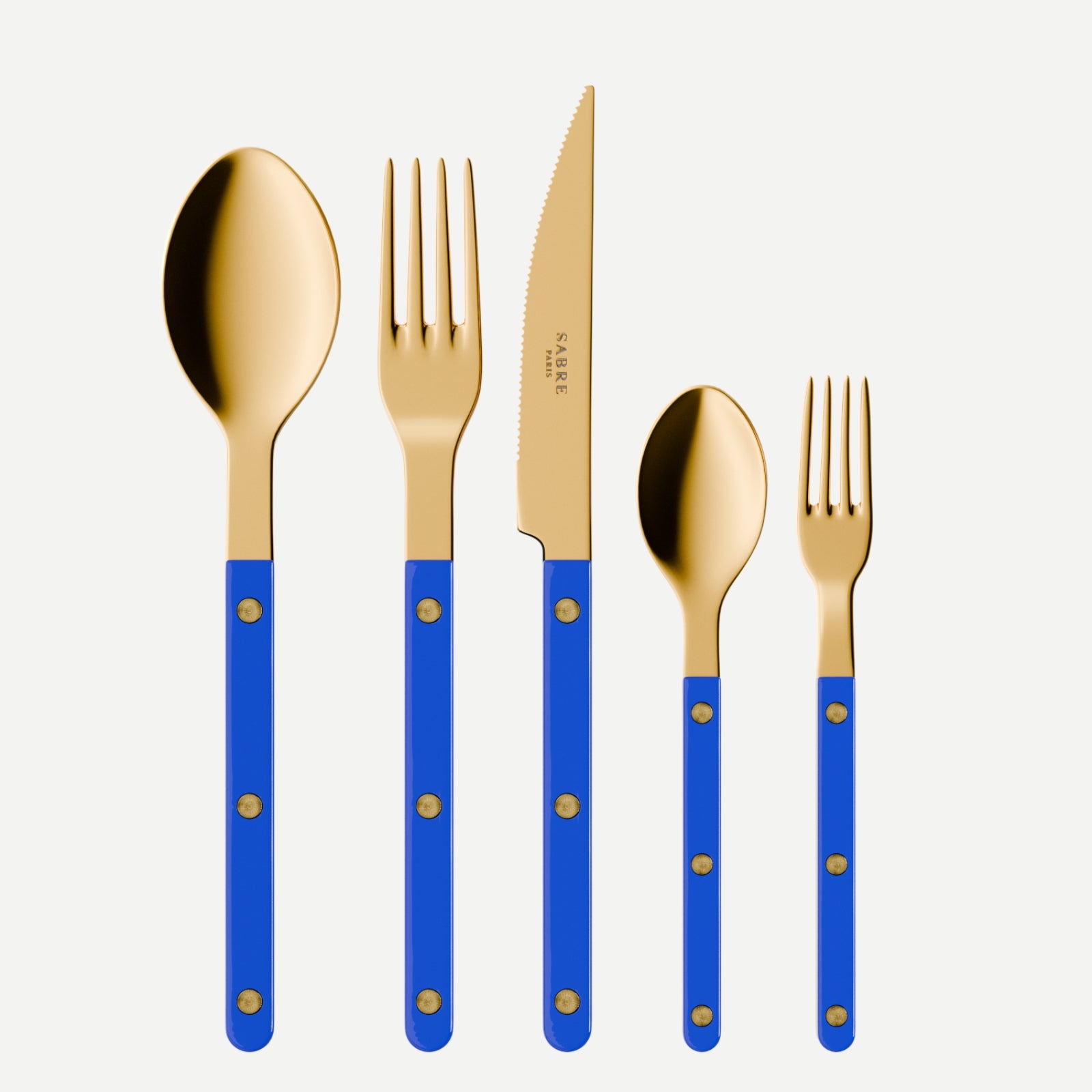 Bistrot Gold Uni, Bleu outremer - Set de 5 couverts de table