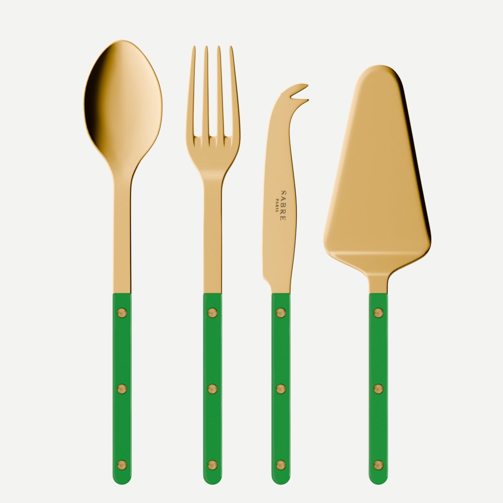 Bistrot Gold Uni, Vert jardin - Set Les Essentiels Bistrot - ensemble de 4 couverts de service