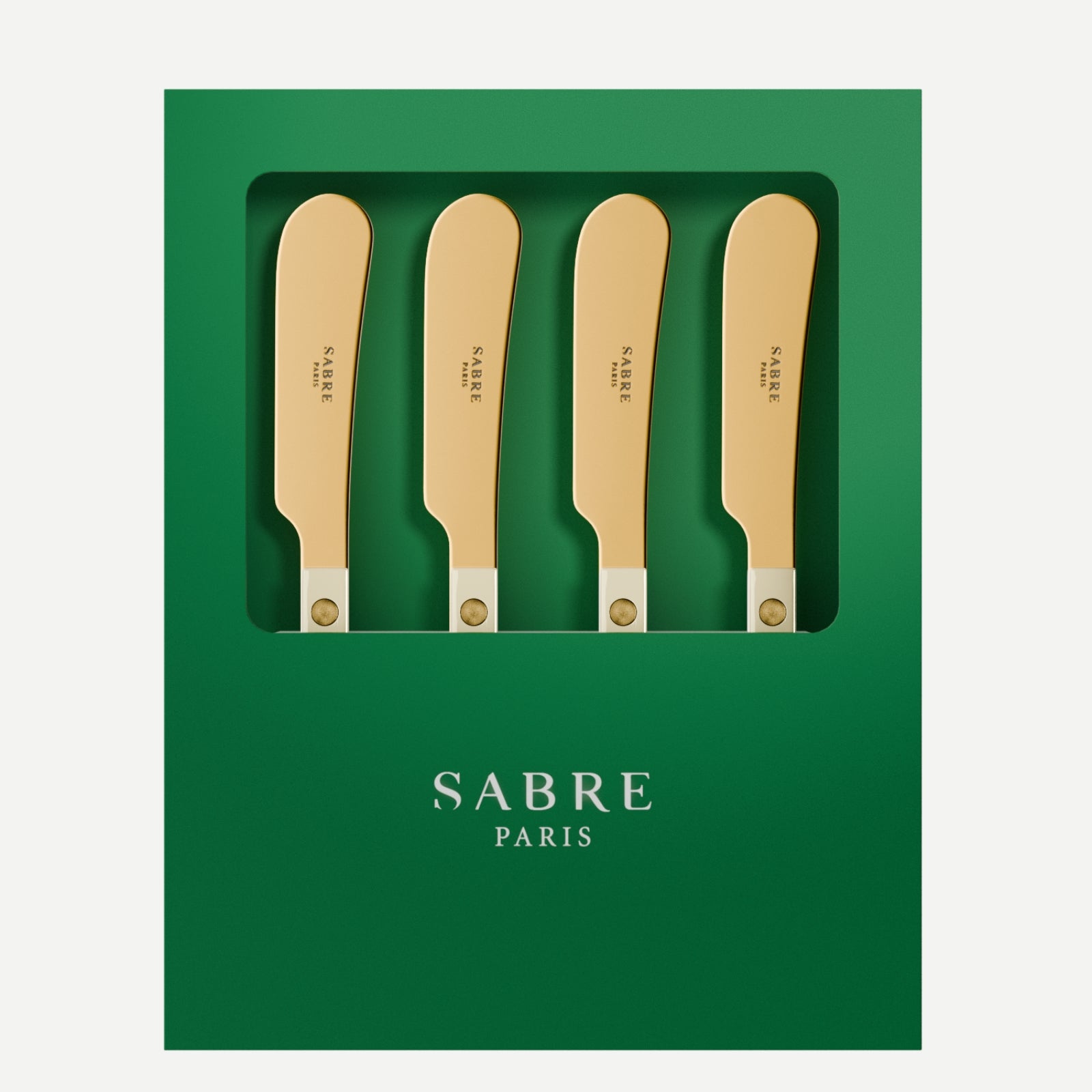 Bistrot Gold Uni, Ivoire - Coffret de 4 tartineurs