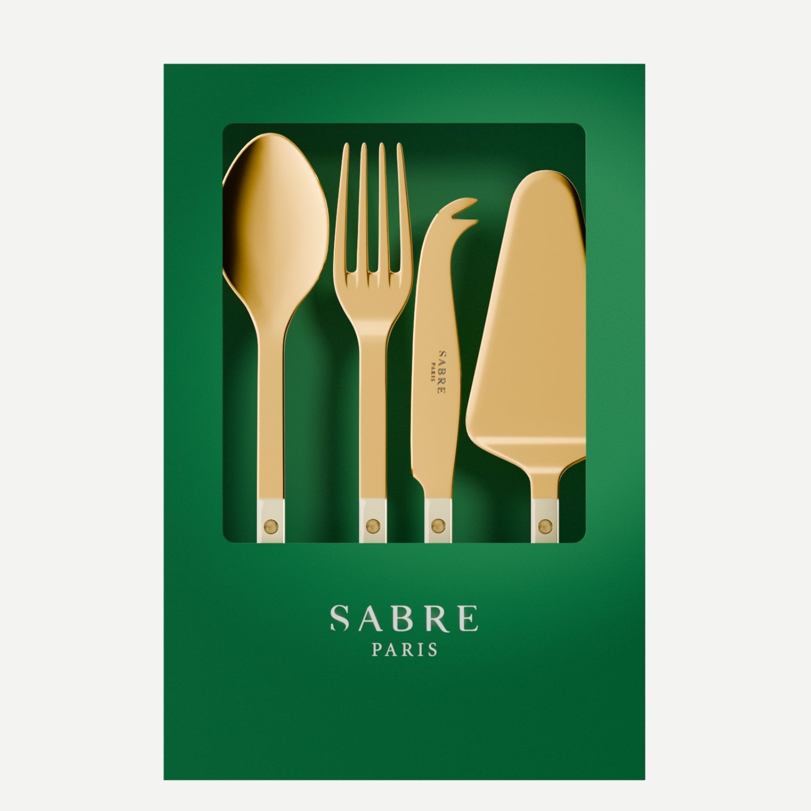 Bistrot Gold Uni, Ivoire - Coffret Set Les Essentiels - ensemble de 4 couverts de service