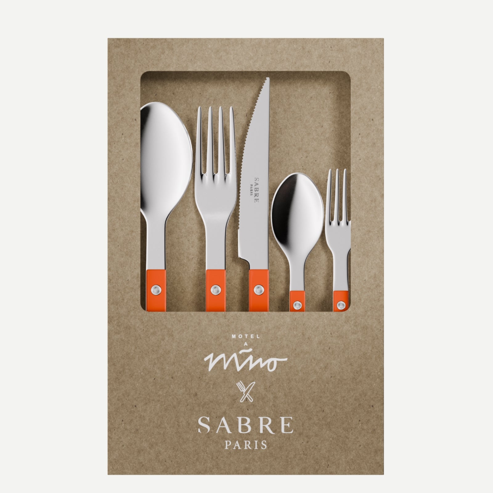 Bistrot Sabre Paris x Motel A Miio, Orange / Ivoire - Set de 5 couverts de table
