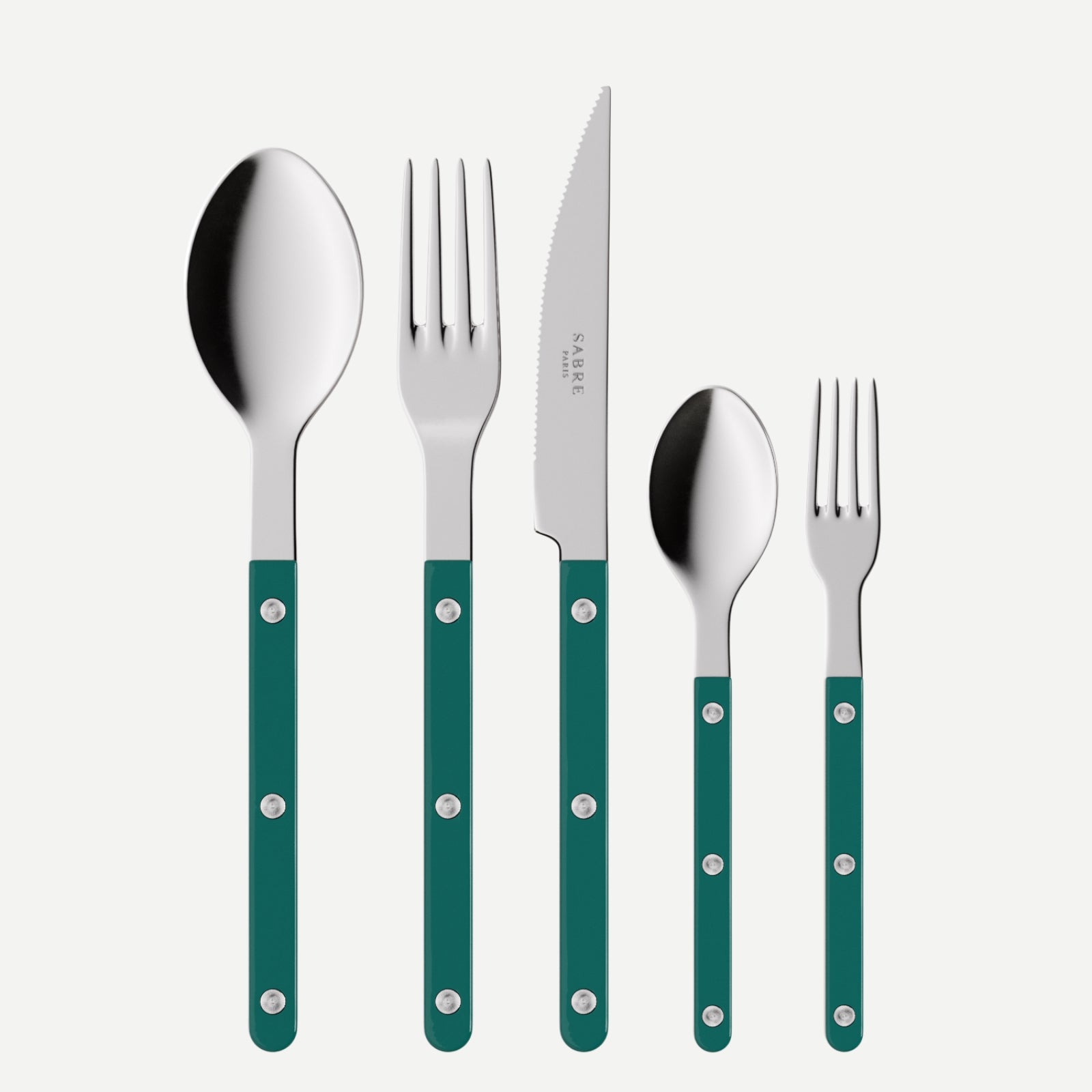 Bistrot Sabre Paris x Motel A Miio, Bleu canard / Ivoire - Set de 5 couverts de table