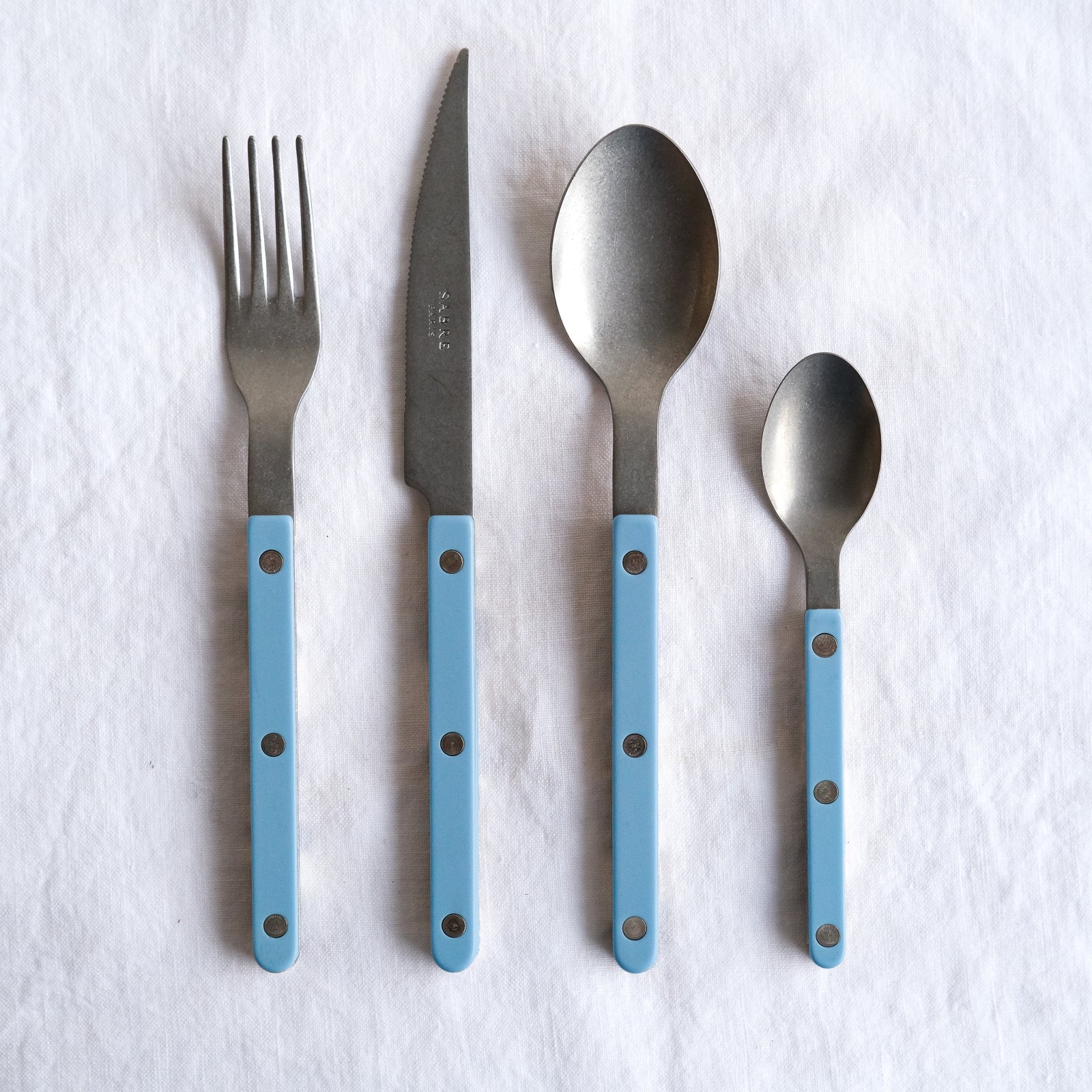 Bistrot vintage uni mat, Bleu pastel