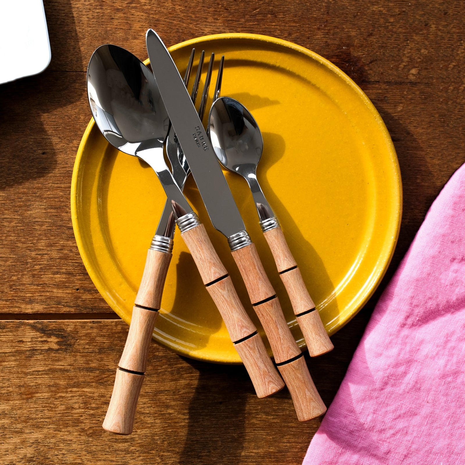 Bamboo, Light press wood - 4 pieces cutlery set - Sabre Paris